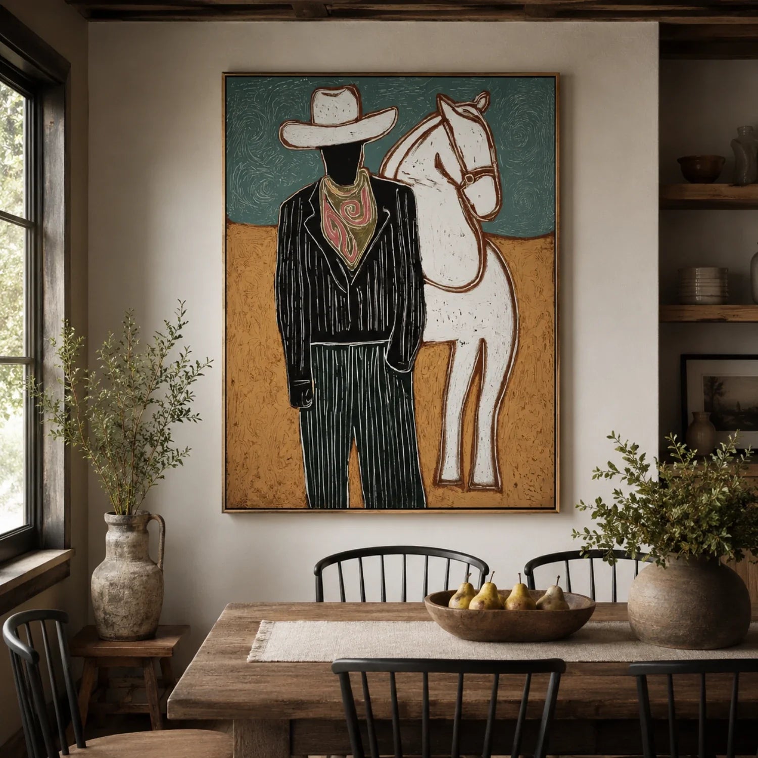 Vintage Americana Art | Silent Rider Western Canvas Wall Decor