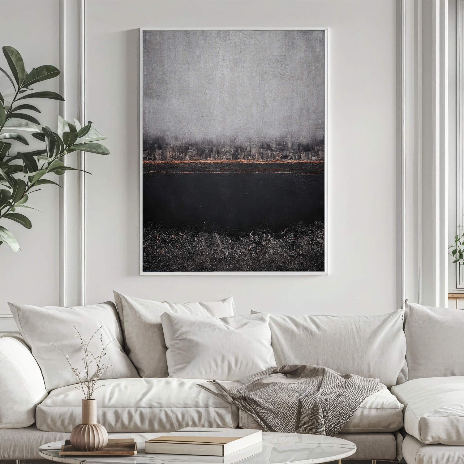 Abstract Art | Charred Urban Silence Living Room Abstract Art