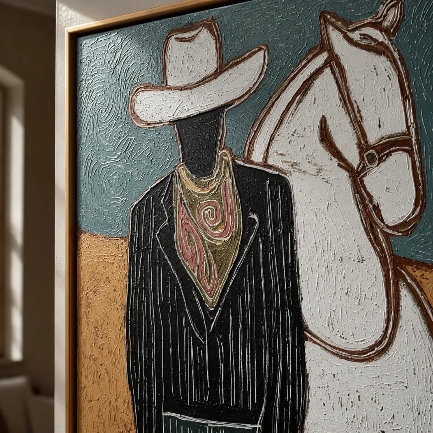 Vintage Americana Art | Silent Rider Western Canvas Wall Decor