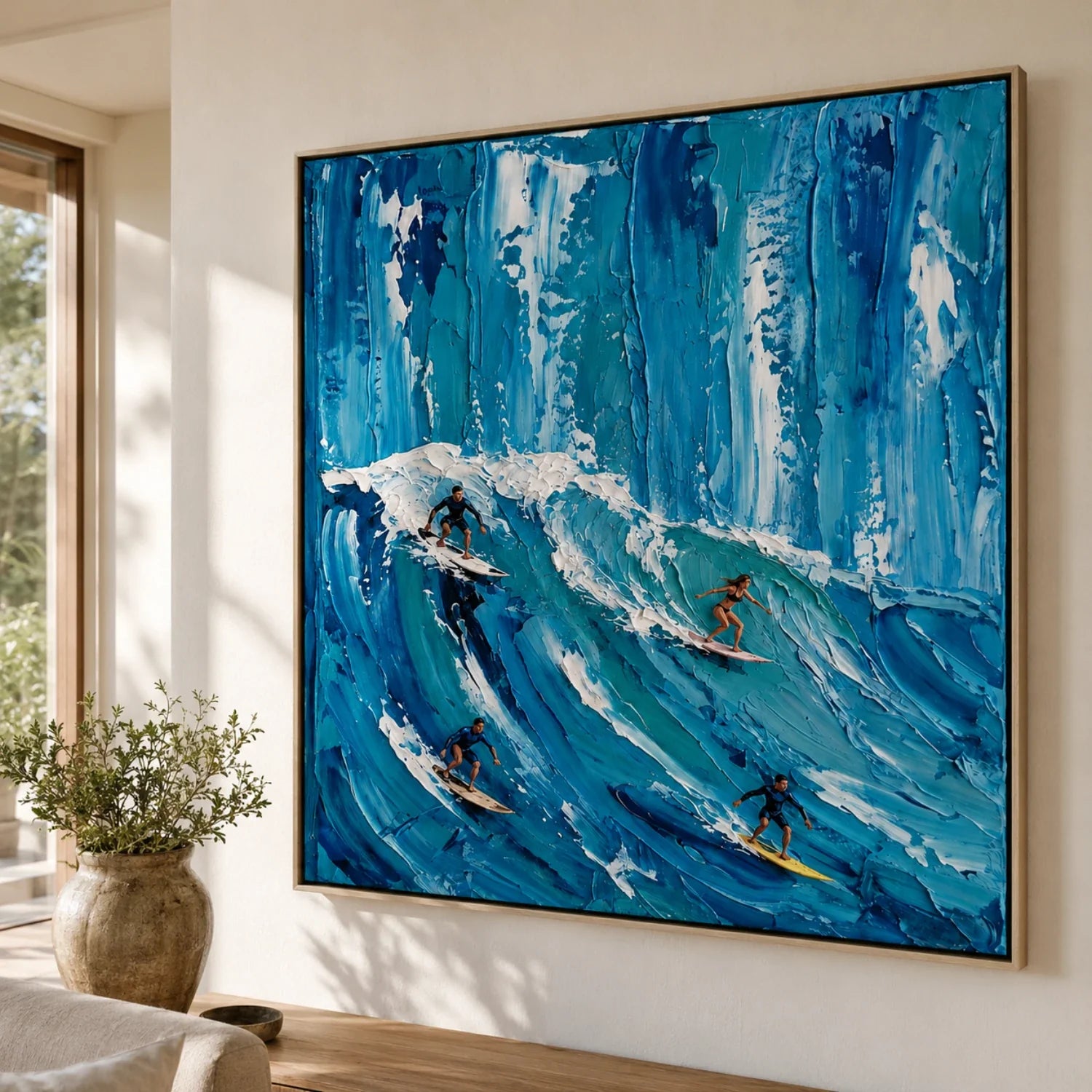 3D textured Art | Blue Surge Textured Canvas Wall Art