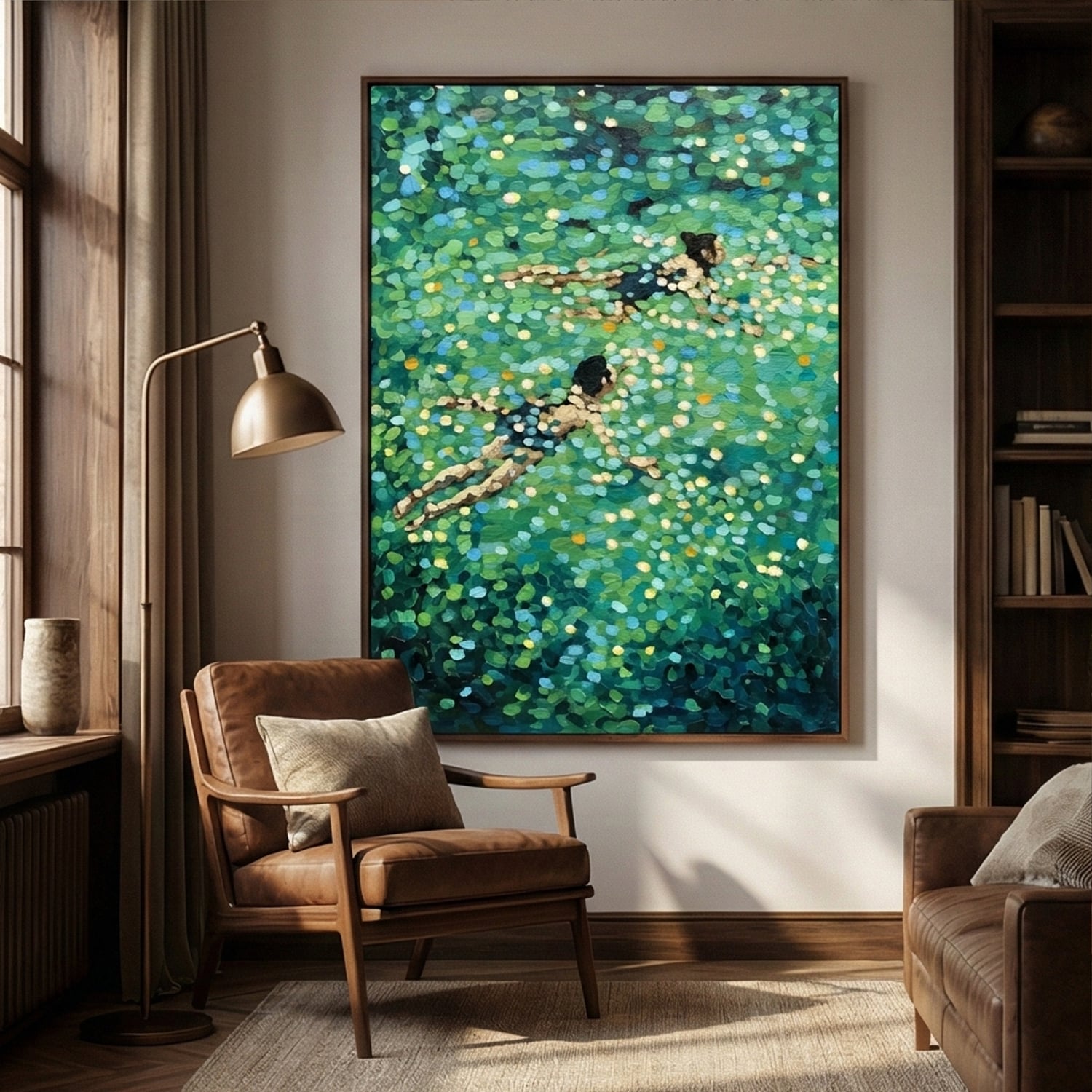 Impressionist Art | Summer's Pool Divers Canvas Landscape Wall Art