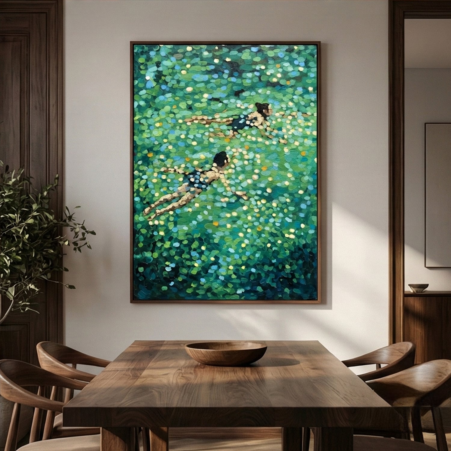 Impressionist Art | Summer's Pool Divers Canvas Landscape Wall Art