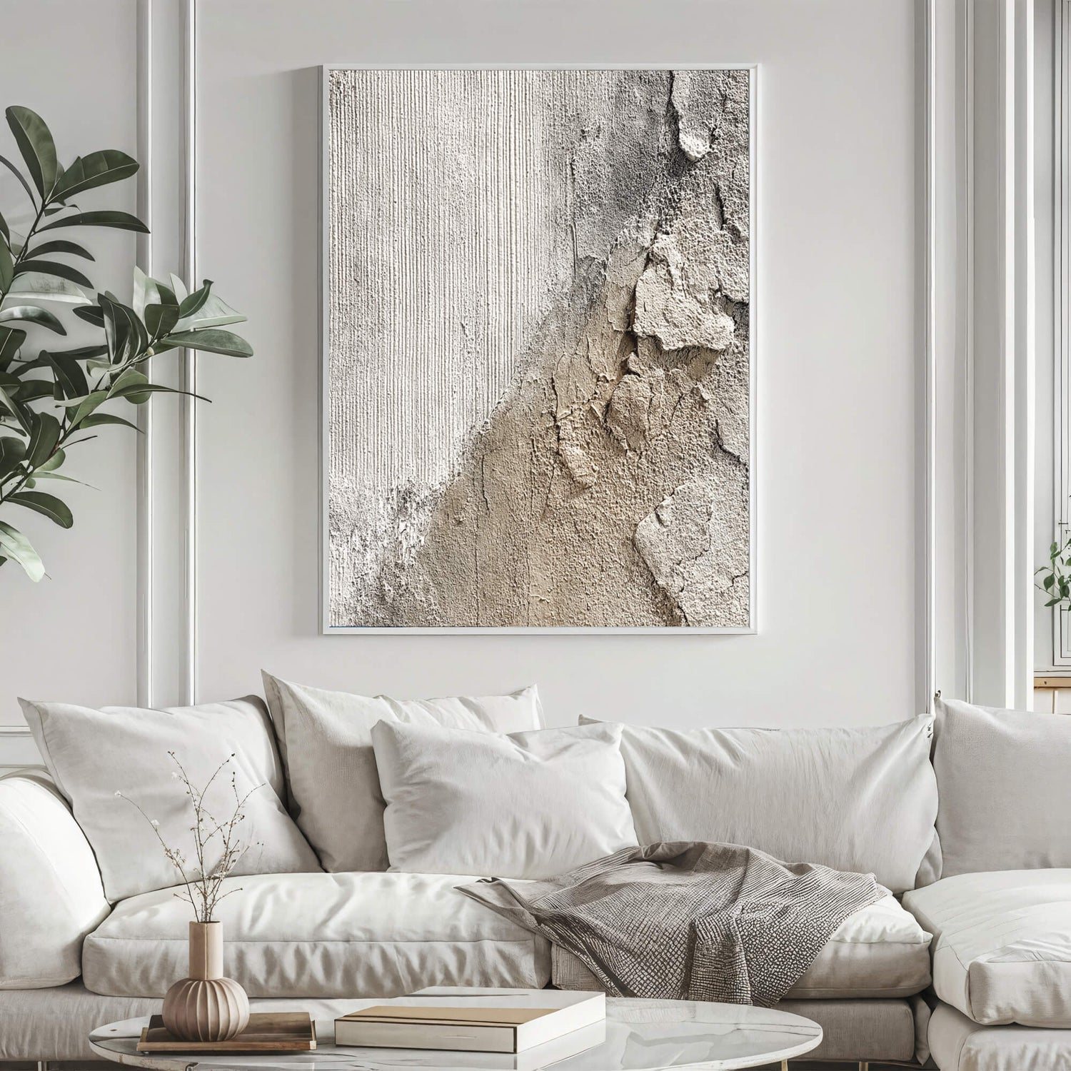 Wabi-Sabi Art | Weathered Plaster Edge Weathered Textured Wall Art