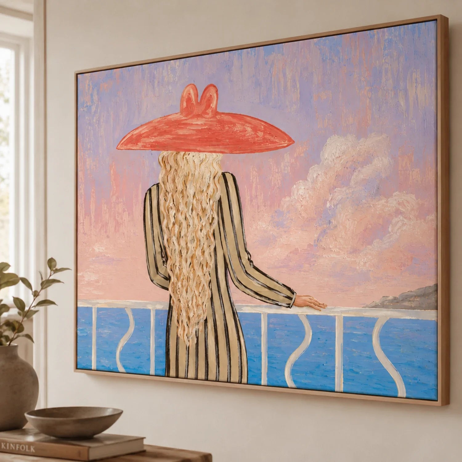 Vintage Americana Art | Blush Sea Gaze Western Canvas Wall Decor