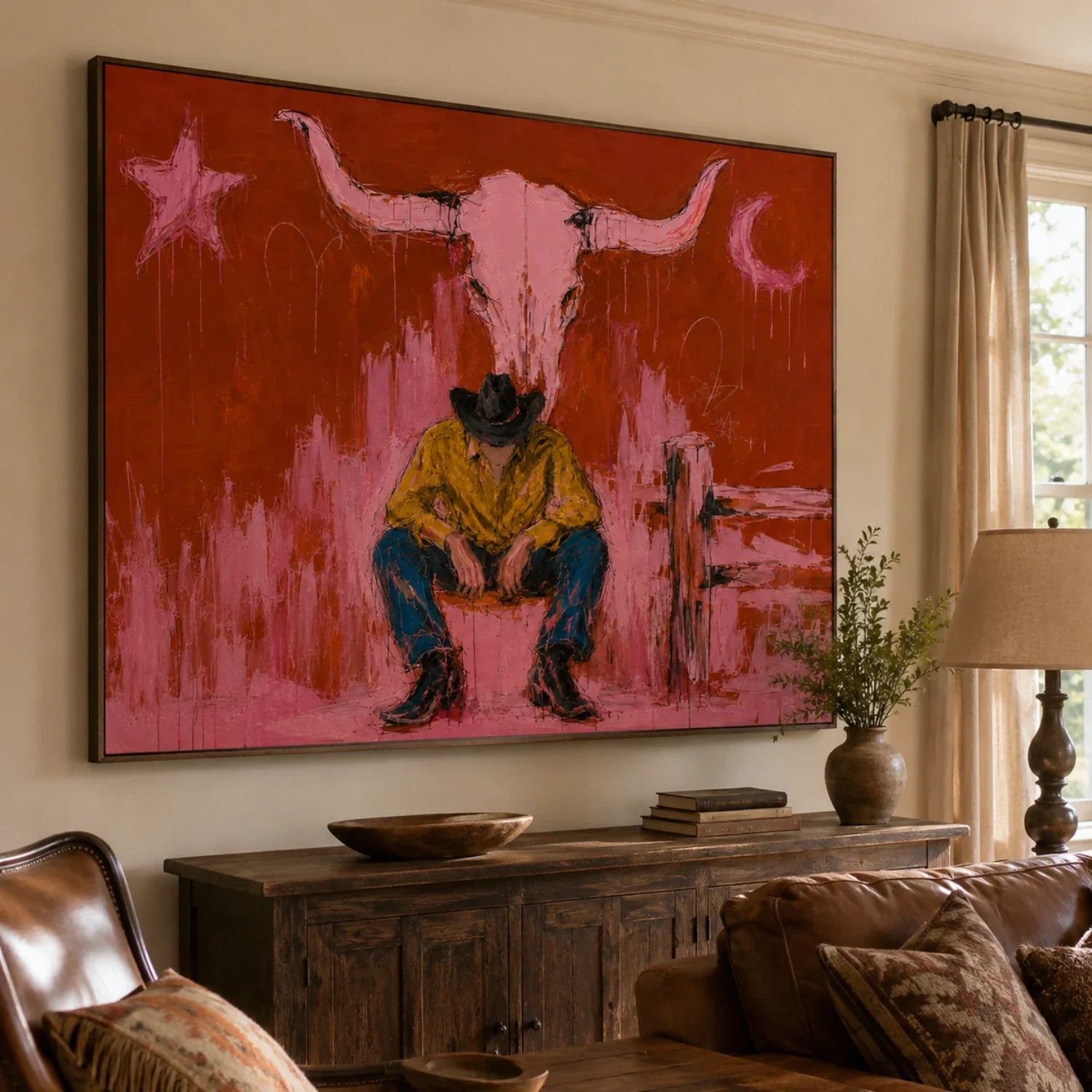 POP Art | Crimson Vigil of the Frontier Western Canvas Wall Decor