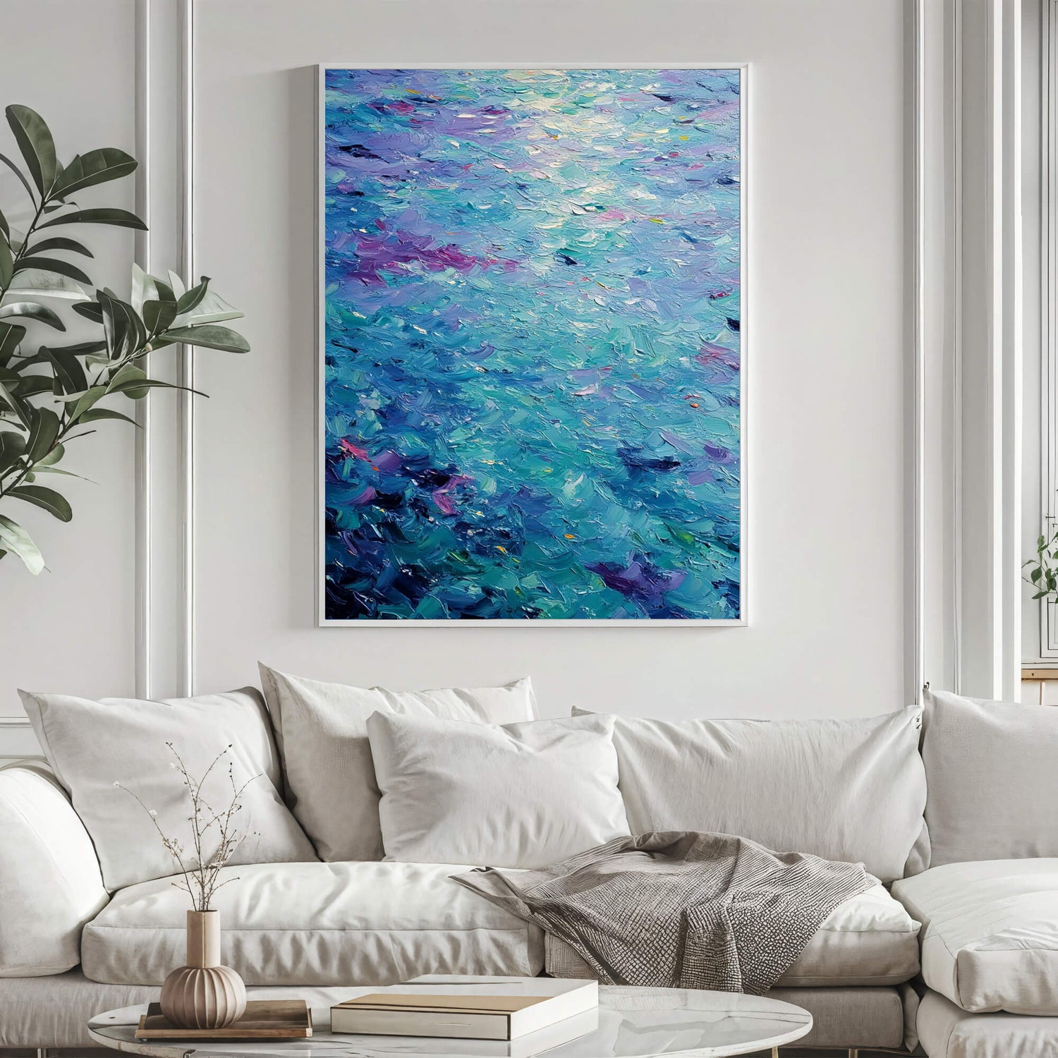 Impressionist Art | Turquoise Ripple Dance Floral Canvas Wall Art