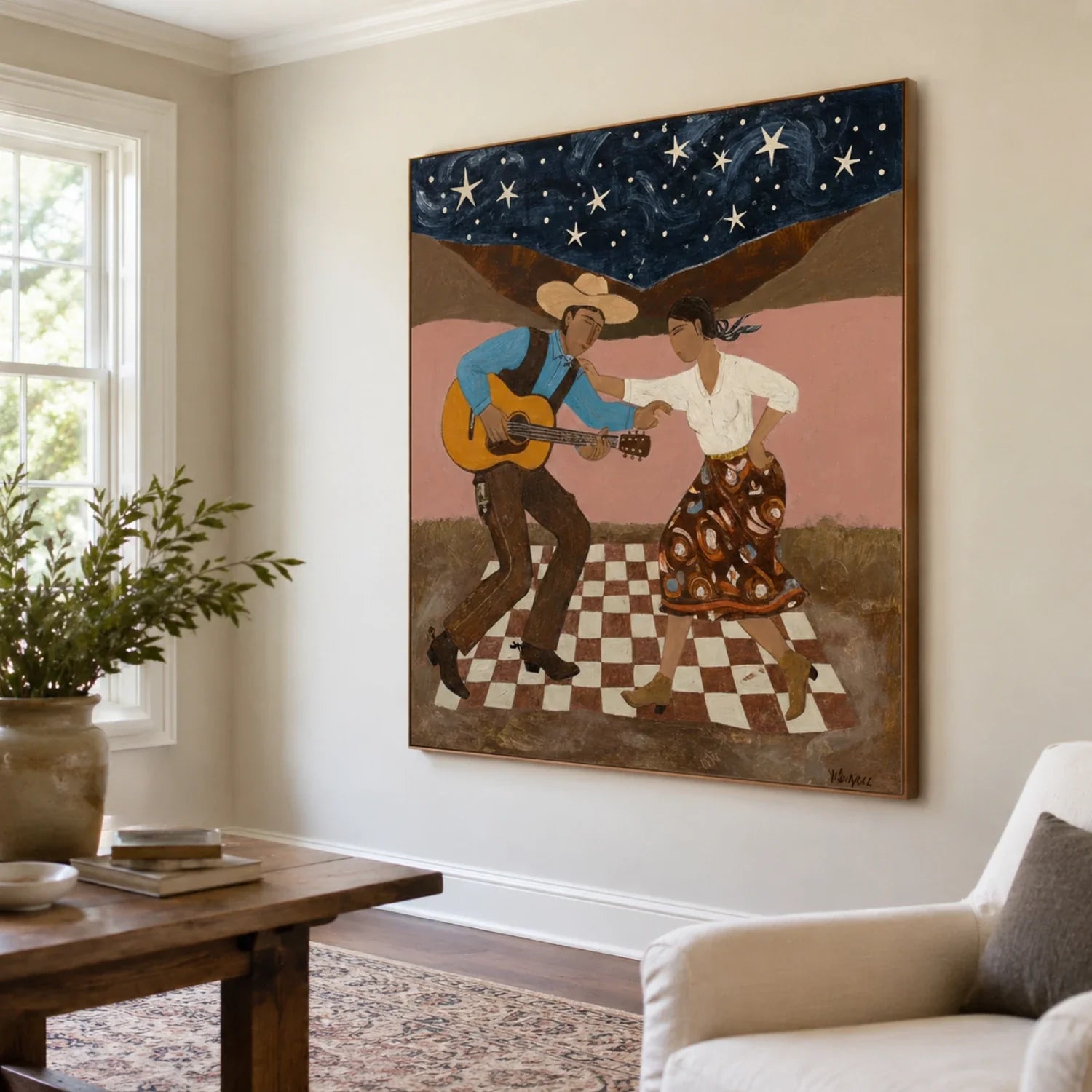 Vintage Americana Art | Starlit Dance Rustic Living Room Wall Art