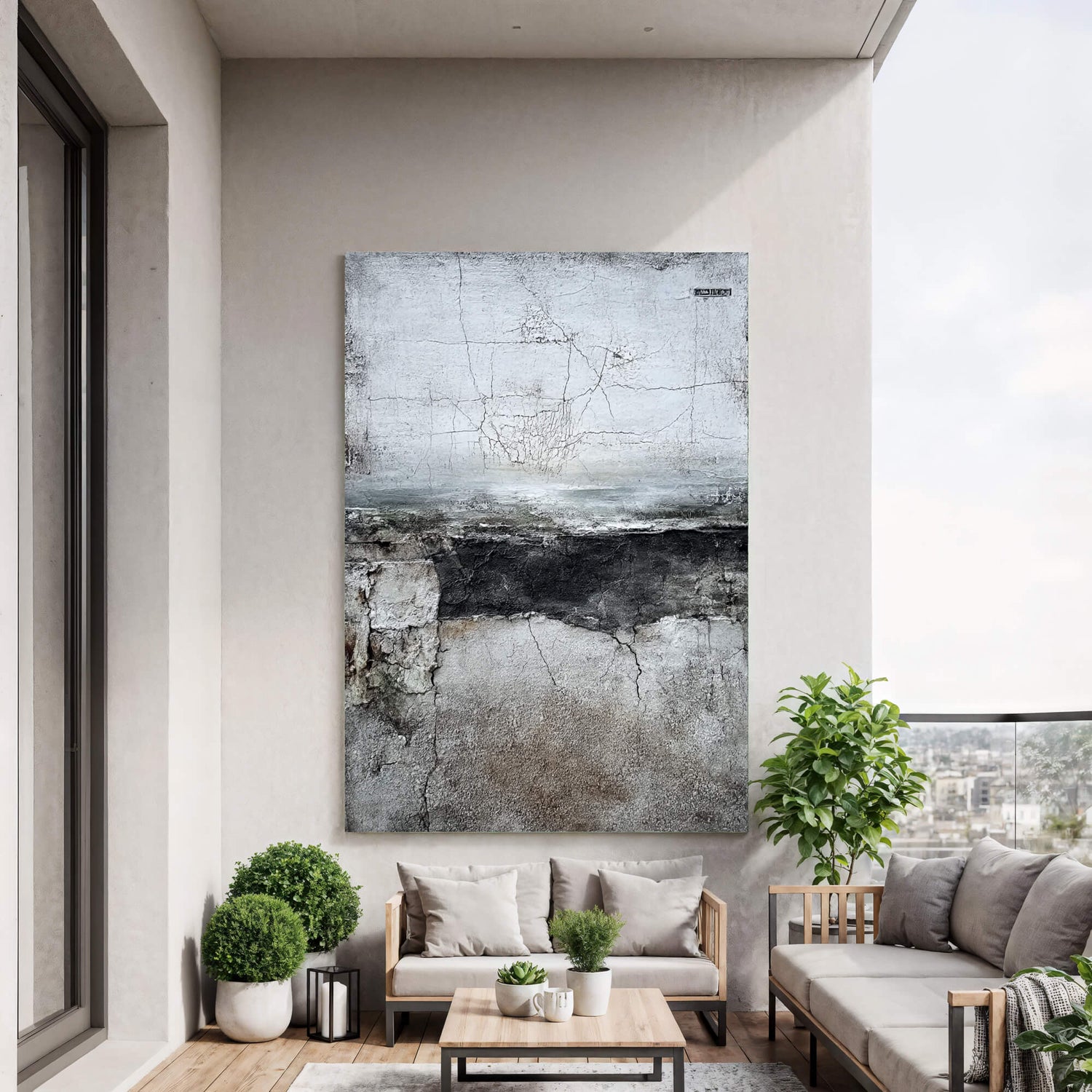 Wabi-Sabi Art | Cracked Ash Divide Weathered Textured Wall Art
