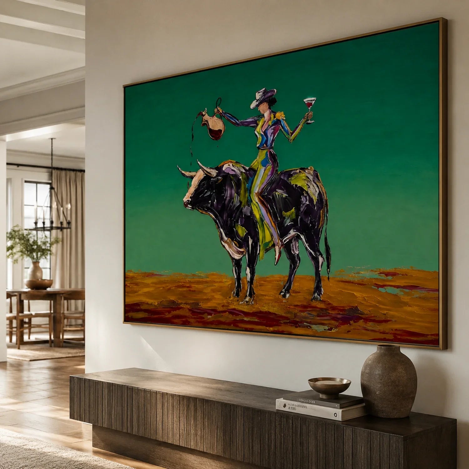 POP Art | Bullback Wine Rider Western Canvas Wall Decor