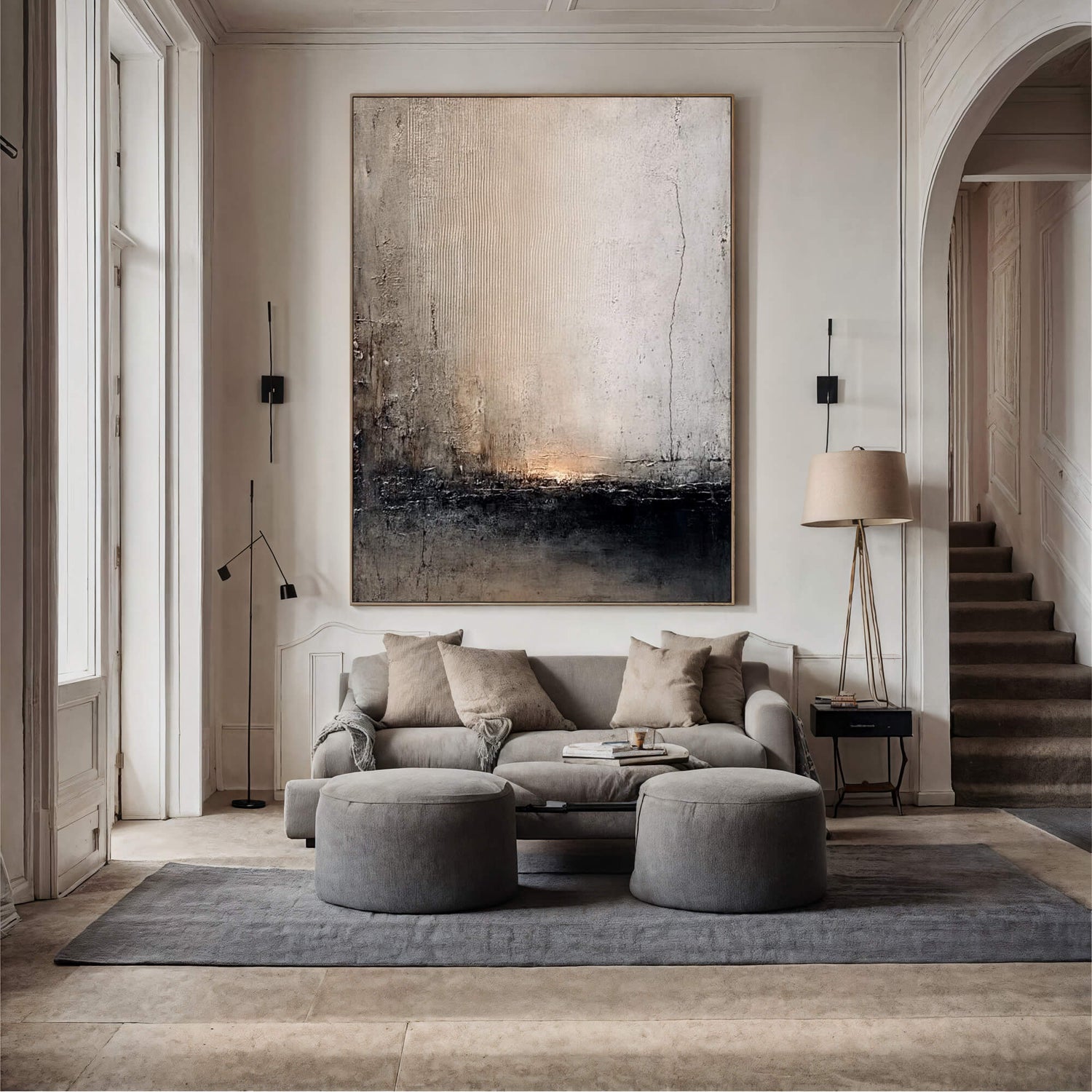 Wabi-Sabi Art | Faded Horizon Glow Neutral Earth Tone Wall Art