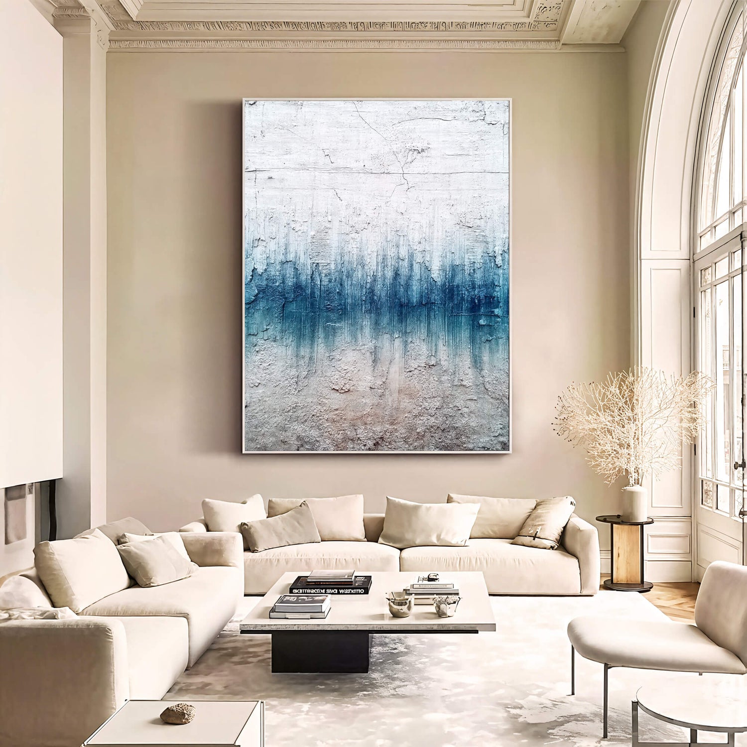 Abstract Art | Azure Textured Gradient Colorful Abstract Canvas Wall Art