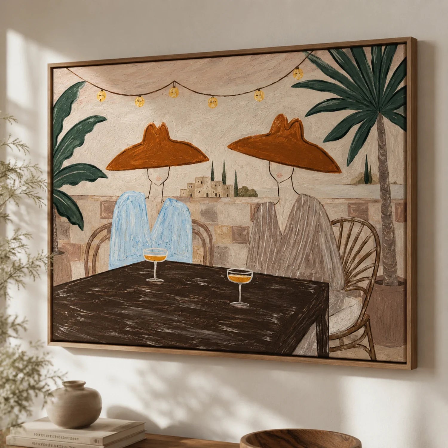 Vintage Americana Art | Terrace Wine Duet Western Lifestyle Wall Decor