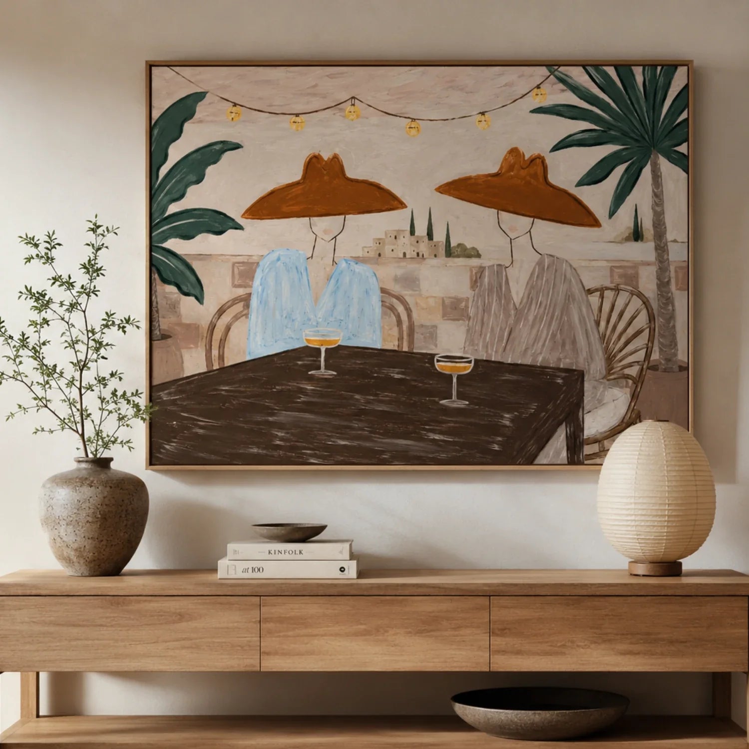 Vintage Americana Art | Terrace Wine Duet Western Lifestyle Wall Decor