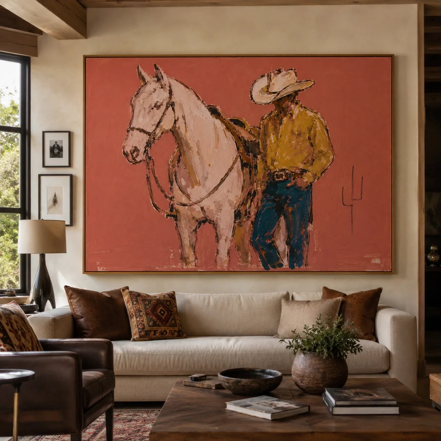 POP Art | Quiet Geometry of the White Mustang Western Canvas Wall Decor