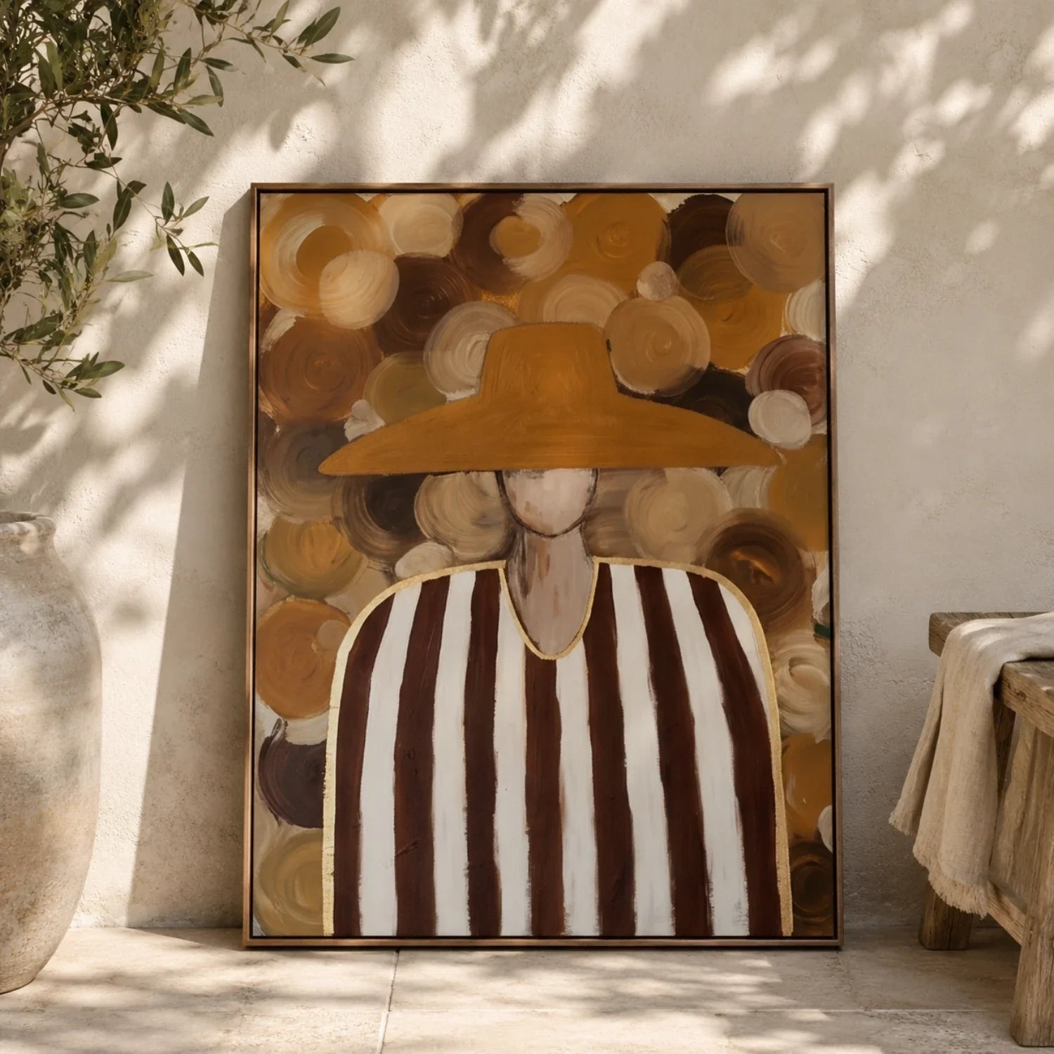 Vintage Americana Art | Swirl Hat Portrait Western Gallery Wall Decor