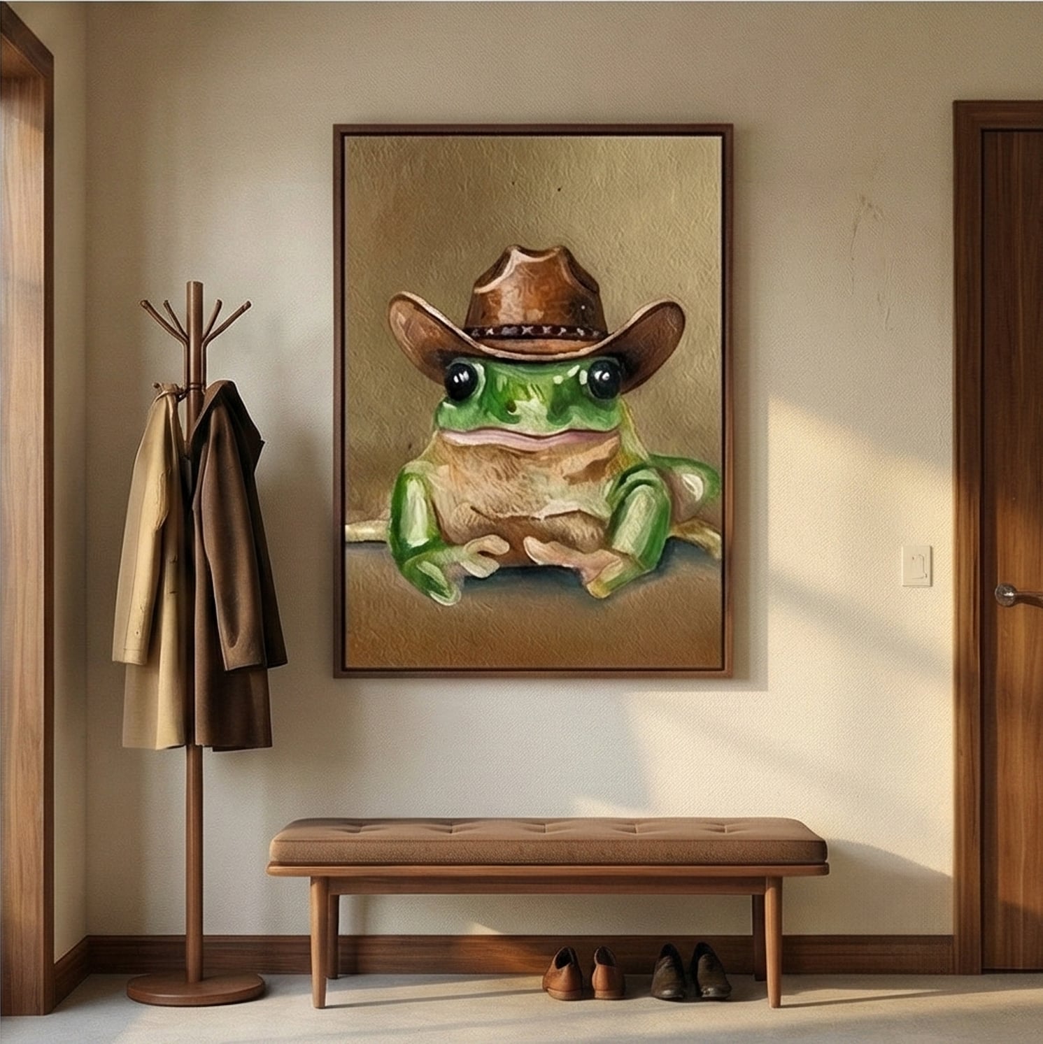 Surreal Art | Green Cowboy Frog Whimsical Surreal Wall Art