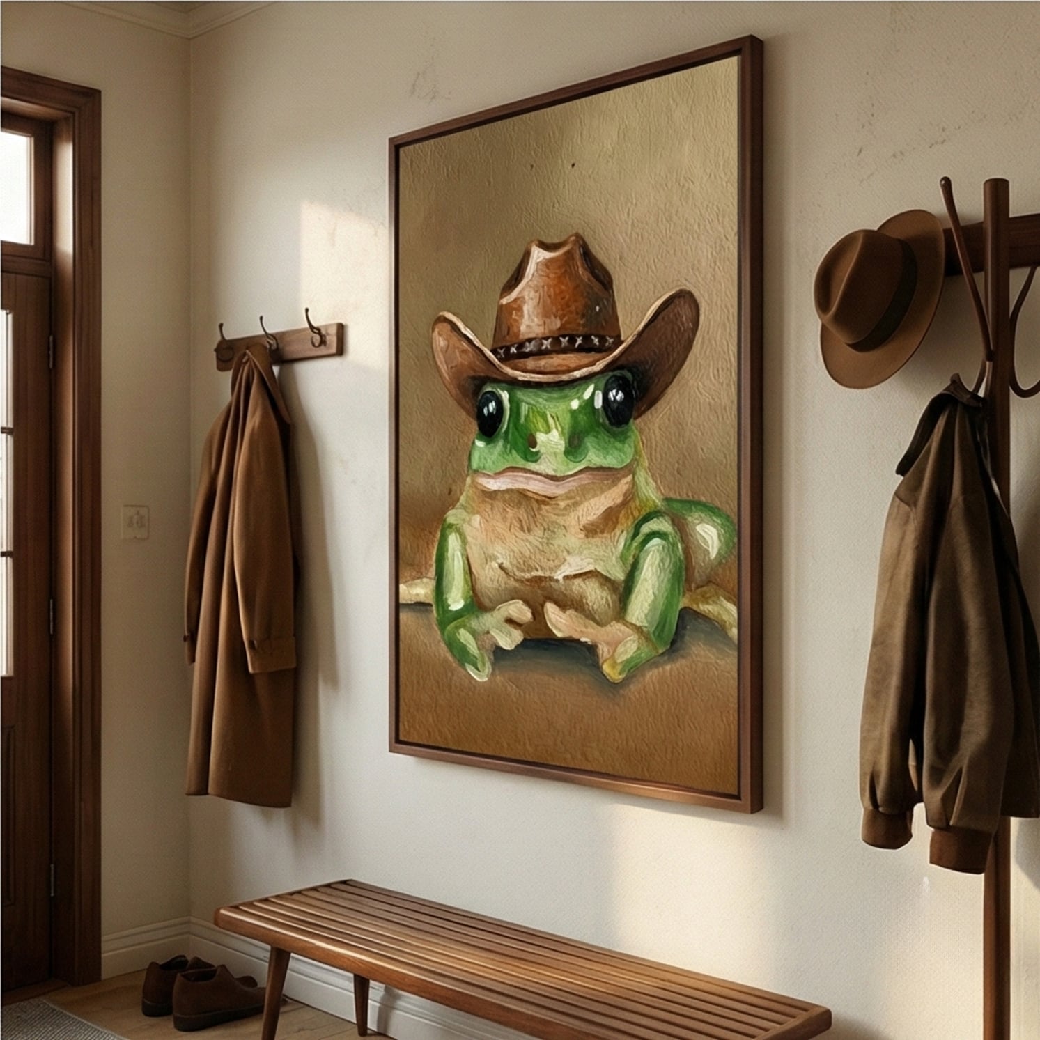 Surreal Art | Green Cowboy Frog Whimsical Surreal Wall Art