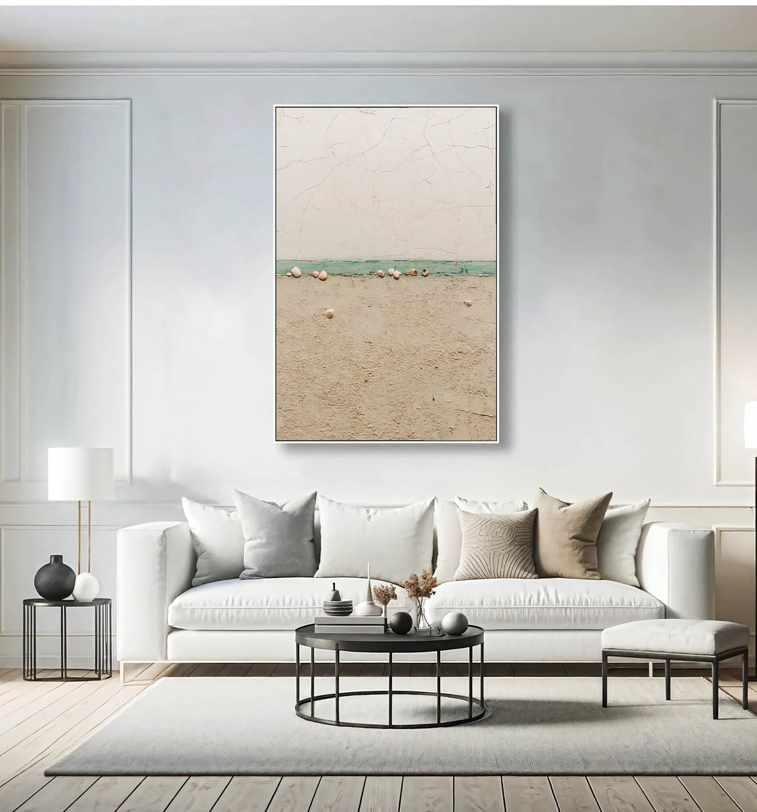 Wabi-Sabi Art | Seashell Cracked Shore Weathered Textured Wall Art