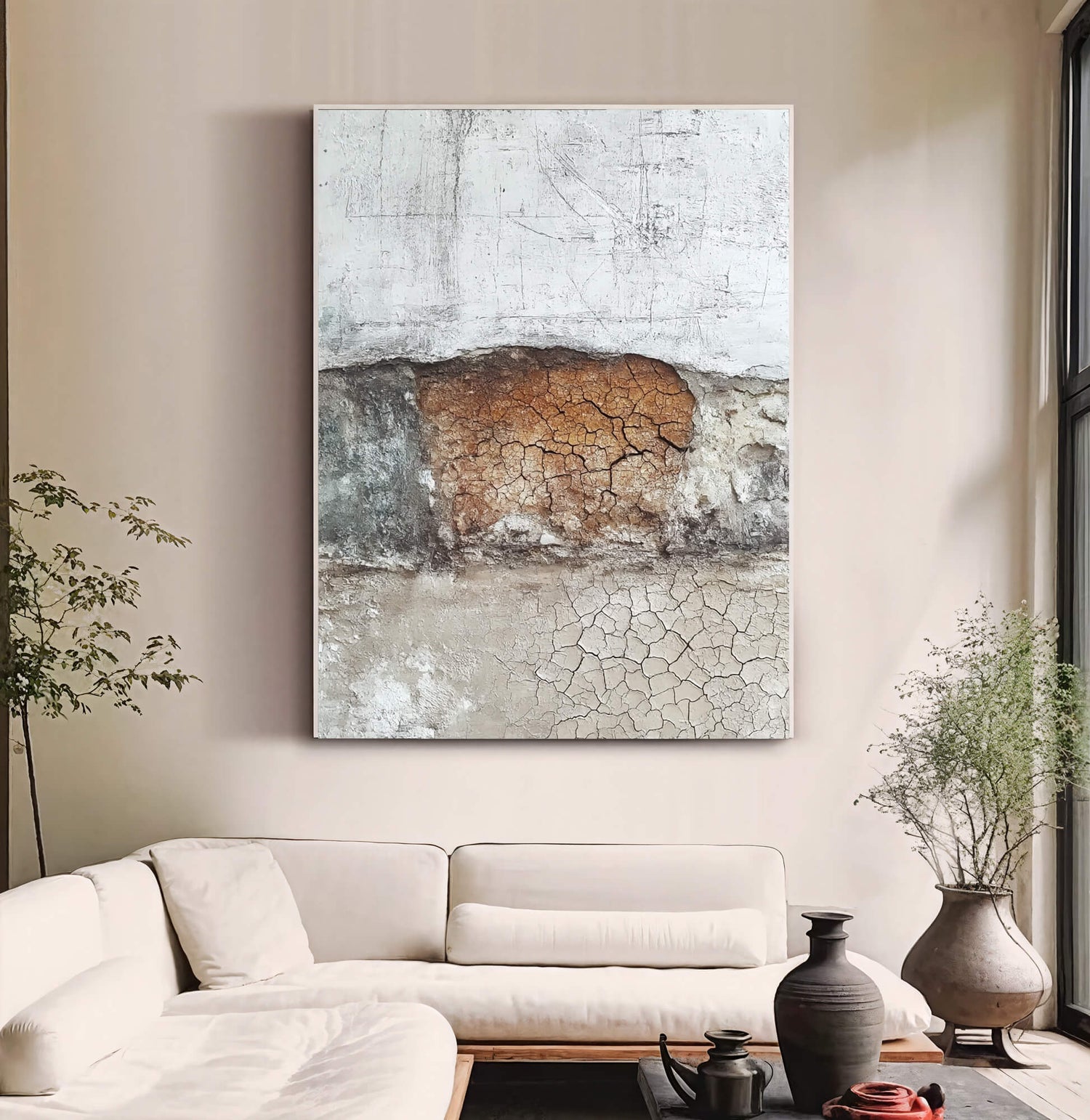 Wabi-Sabi Art | Rustic Cracked Patina Weathered Textured Wall Art