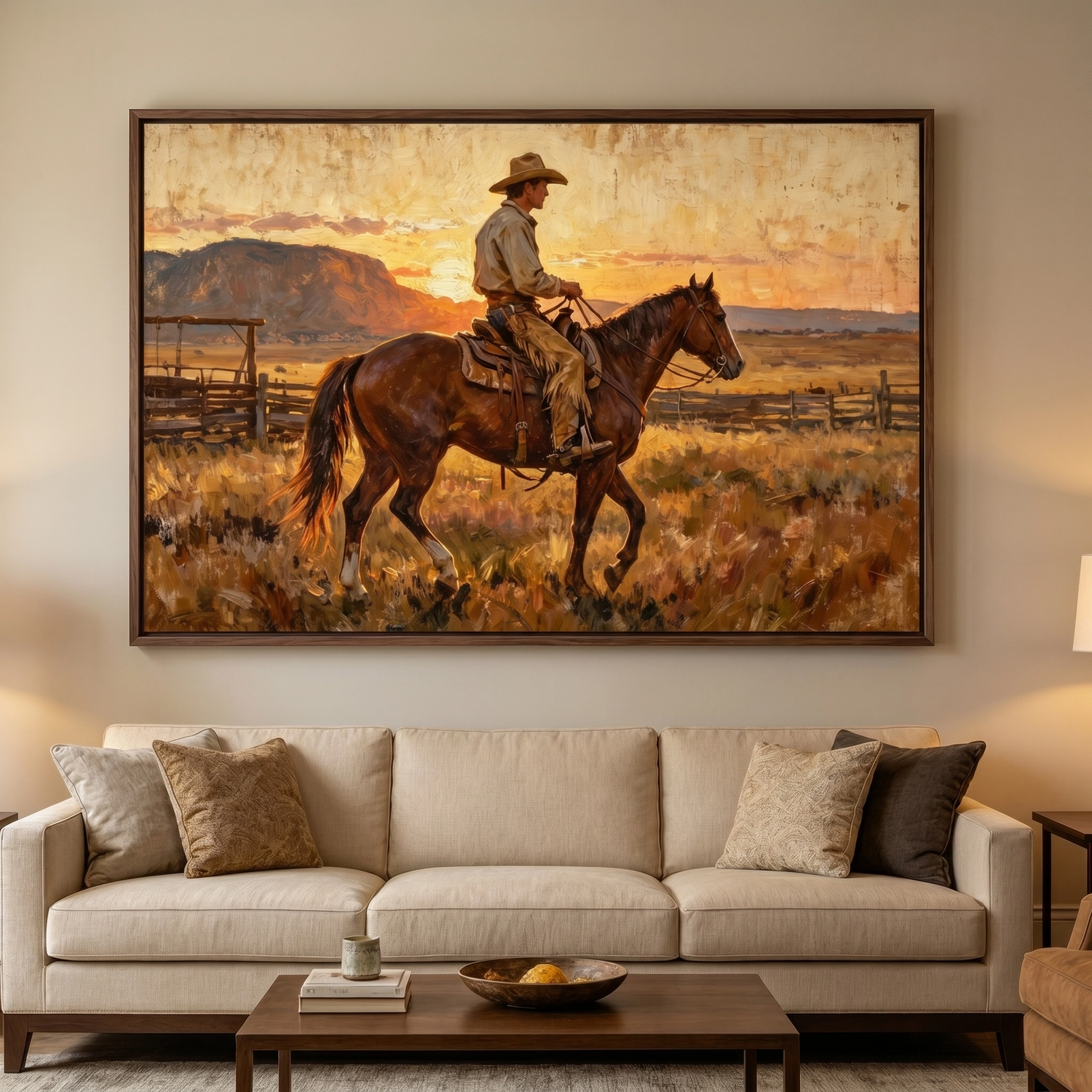 Vintage Americana | Sunset Cowboy Ride Western Canvas Wall Decor