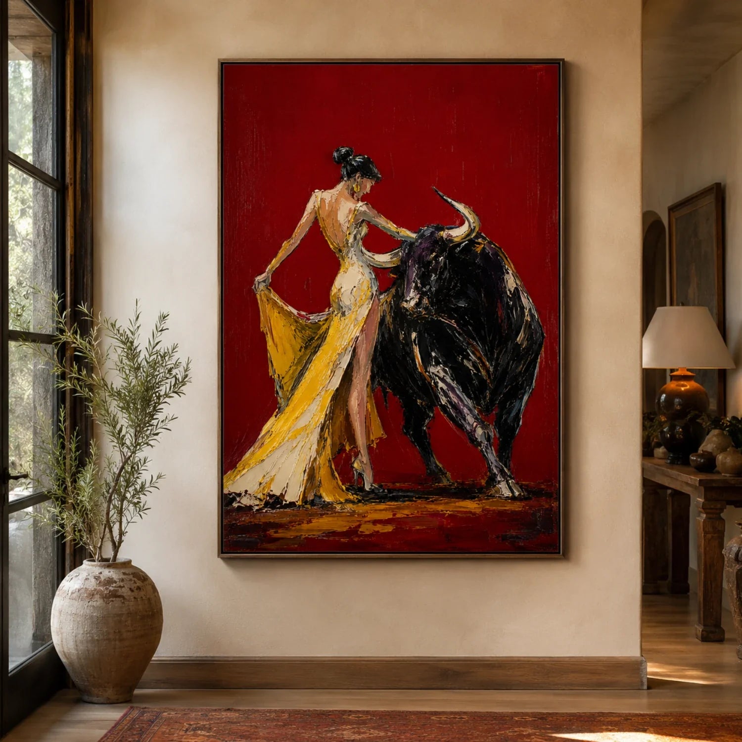 POP Art | Lady & Fighting Bull Colorful Living Room Wall Decor