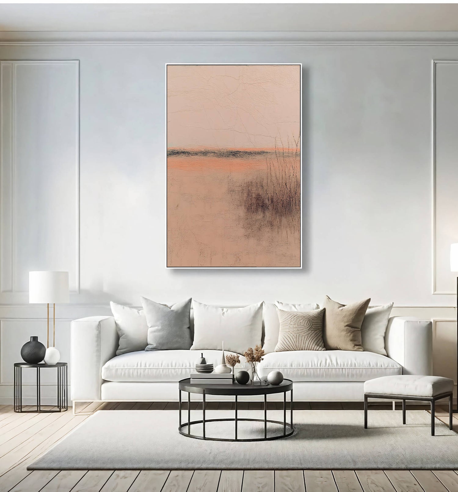 Wabi-Sabi Art | Cracked Reed Horizon Weathered Textured Wall Art