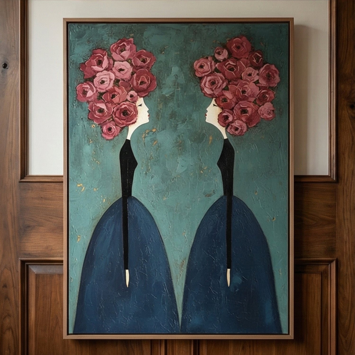 Surreal Art | Floral Crown Sisters Whimsical Surreal Wall Art