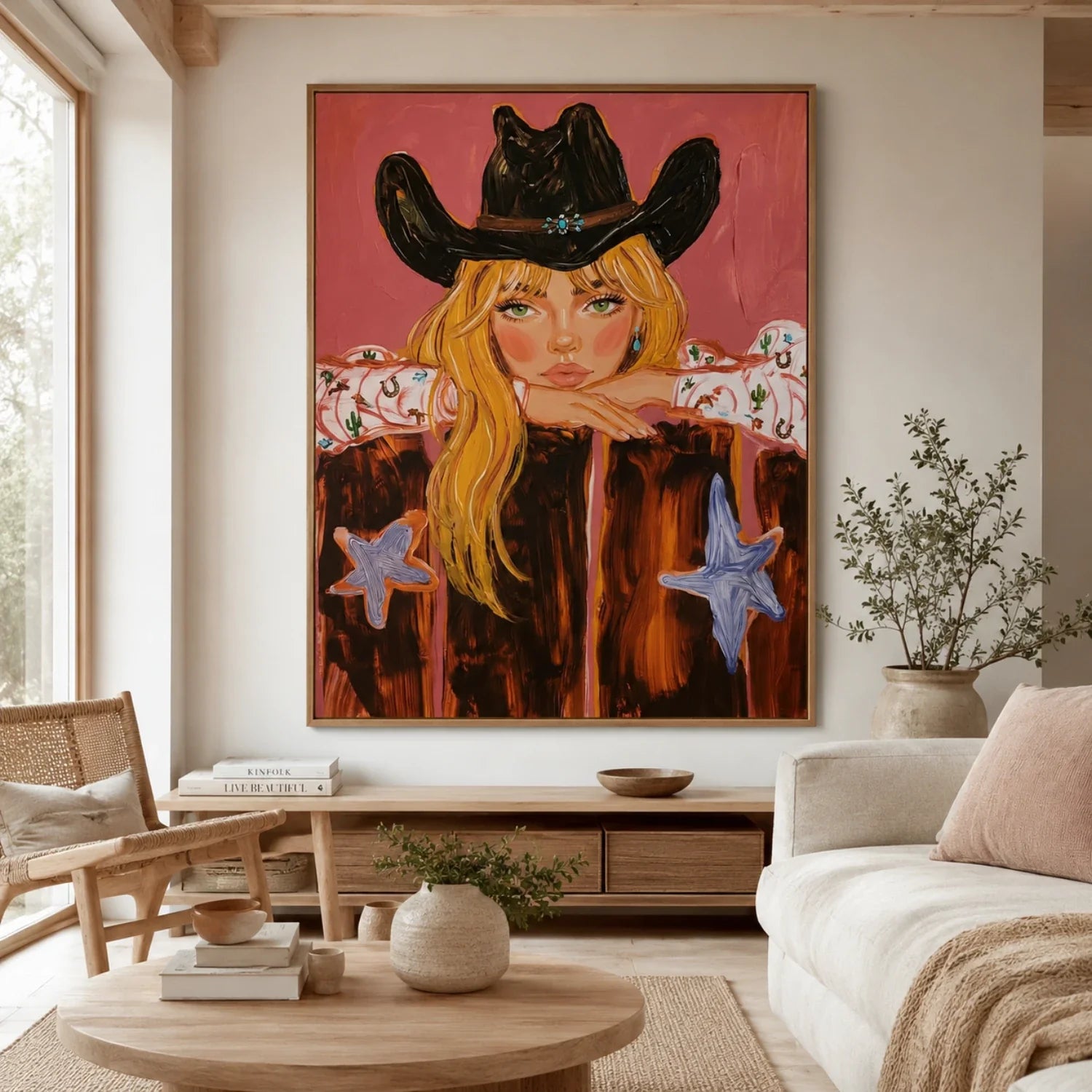POP Art | Starry Cowgirl Portrait Western Cowgirl Wall Art