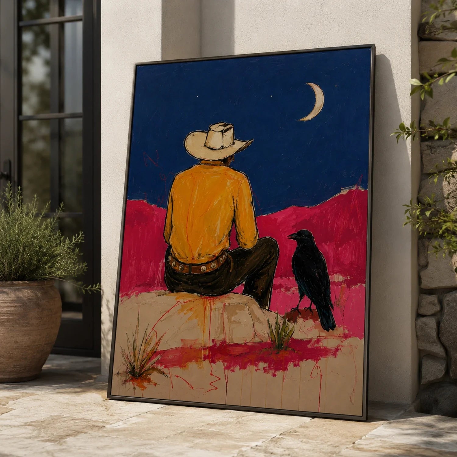 POP Art | Lunar Vigil Over the Painted West Bold Canvas Wall Art