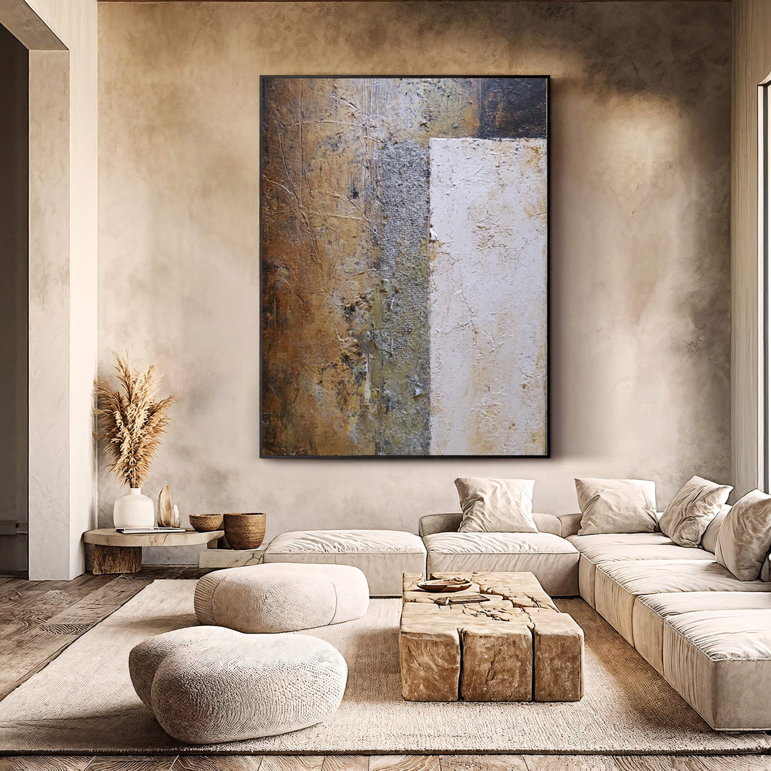 Wabi-Sabi Art | Textured Earth Divide Neutral Earth Tone Wall Art