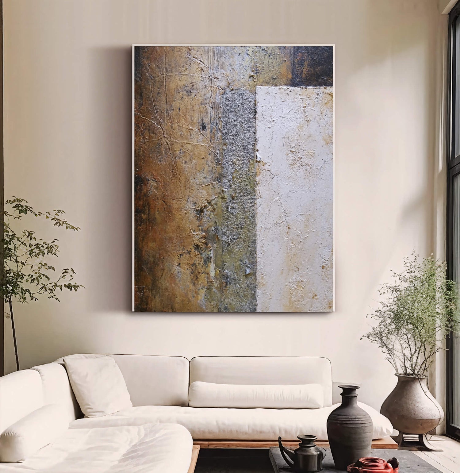 Wabi-Sabi Art | Textured Earth Divide Neutral Earth Tone Wall Art