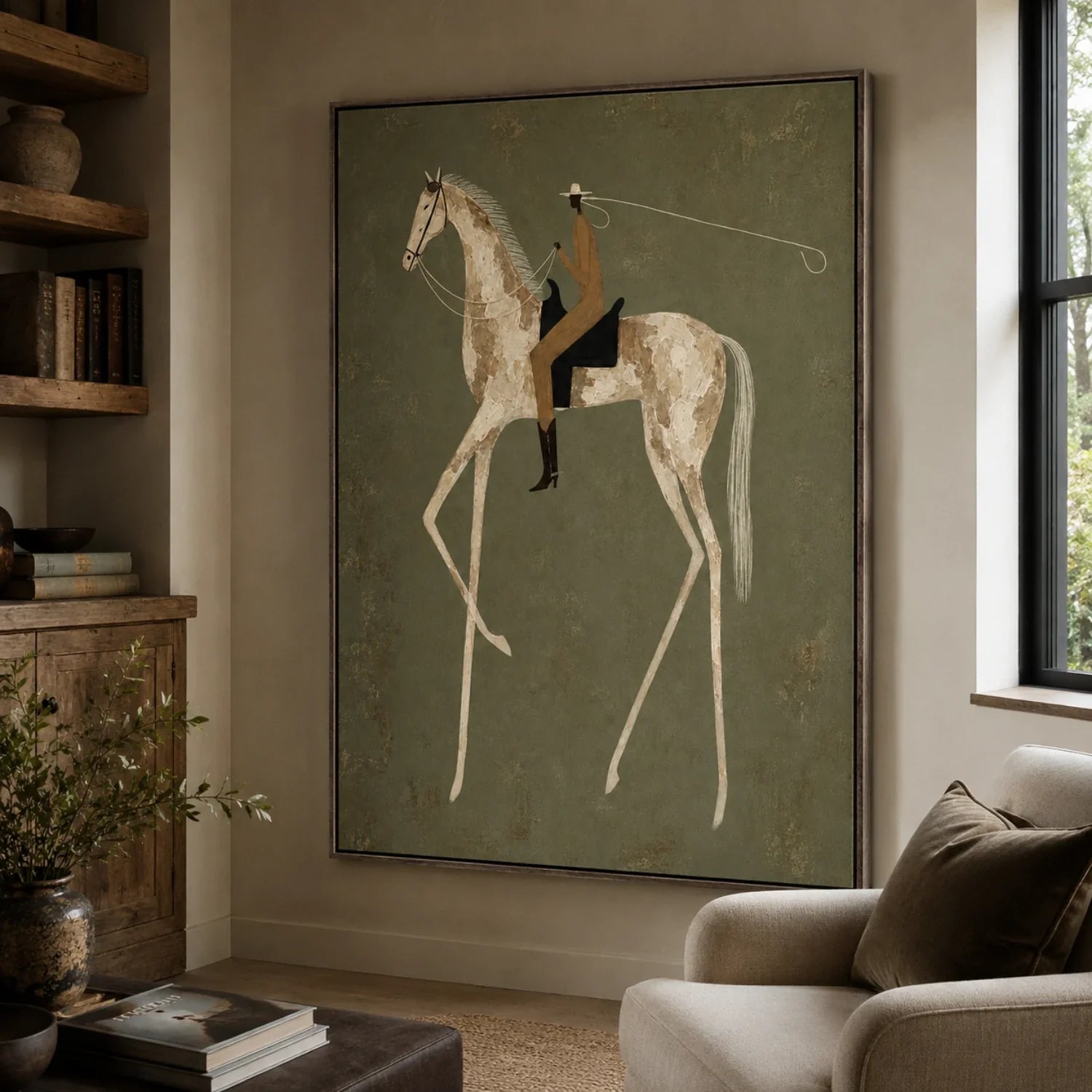 Vintage Americana Art | Pale Gallop Rustic Living Room Wall Art