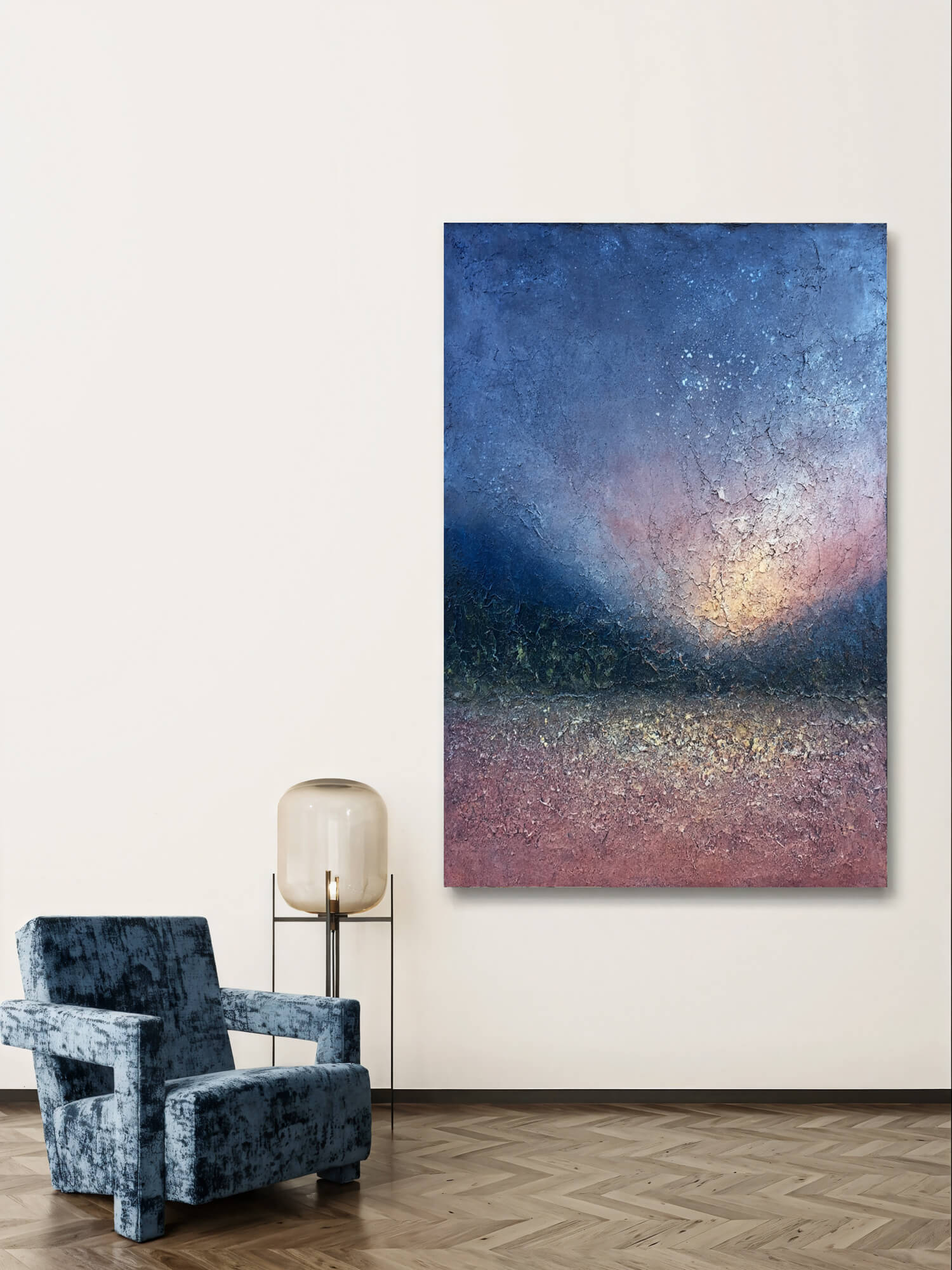 Wabi-Sabi Art | Dusk Cracked Horizon Weathered Textured Wall Art
