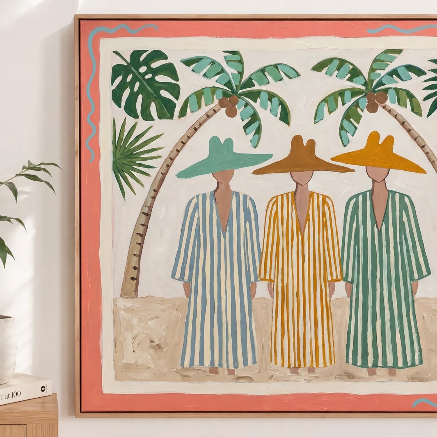 Vintage Americana Art | Tropical Trio Gathering Rustic Living Room Wall Art