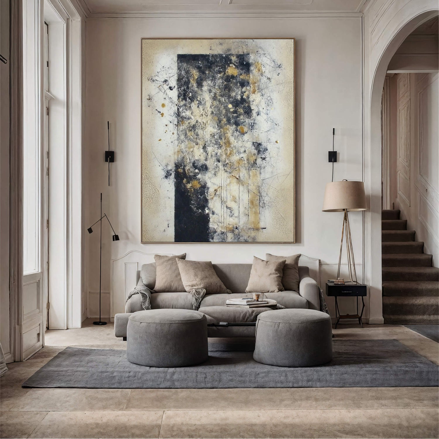 Contemporary Luxe Art | Gilded Faded Strata Gold Accent Luxury Wall Art