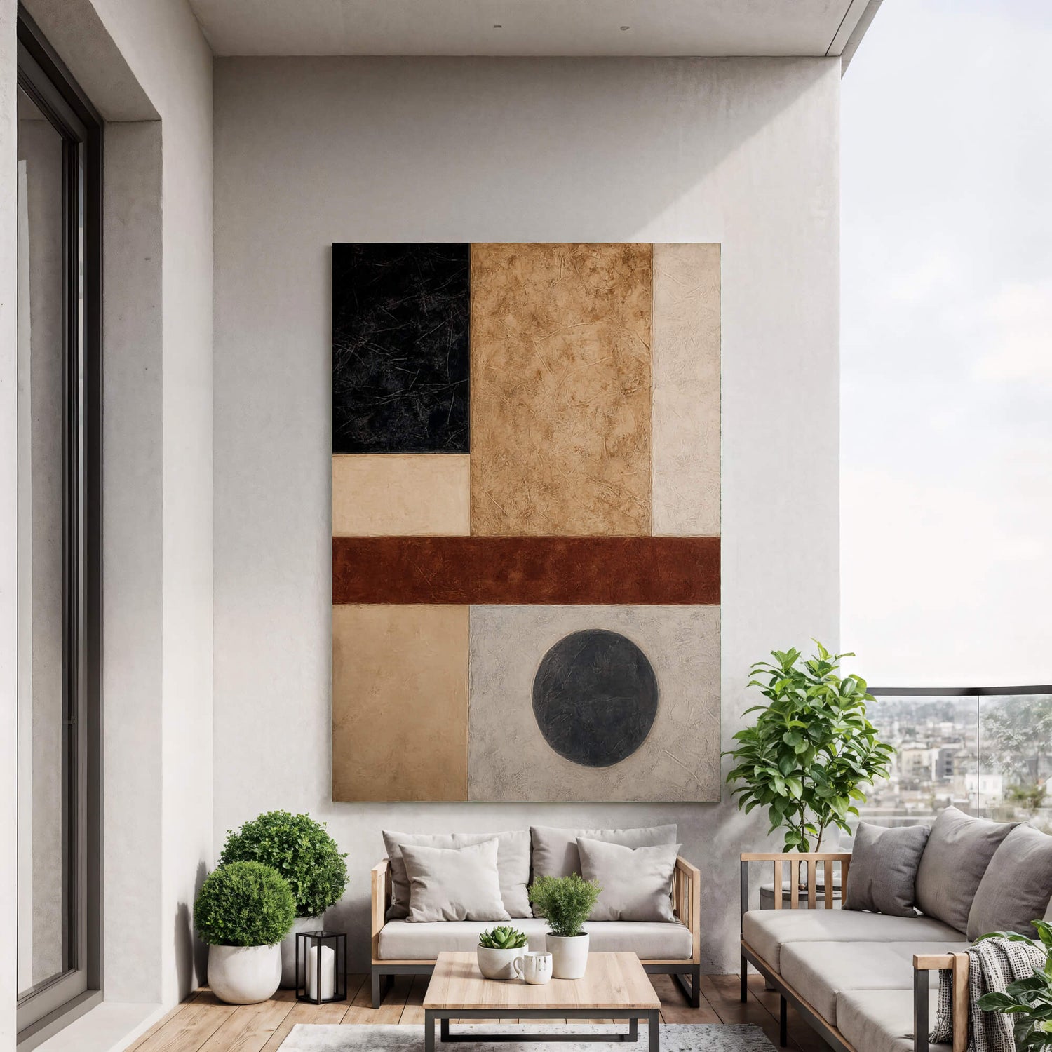 Wabi-Sabi Art | Textured Geometric Balance Organic Texture Canvas Wall Art