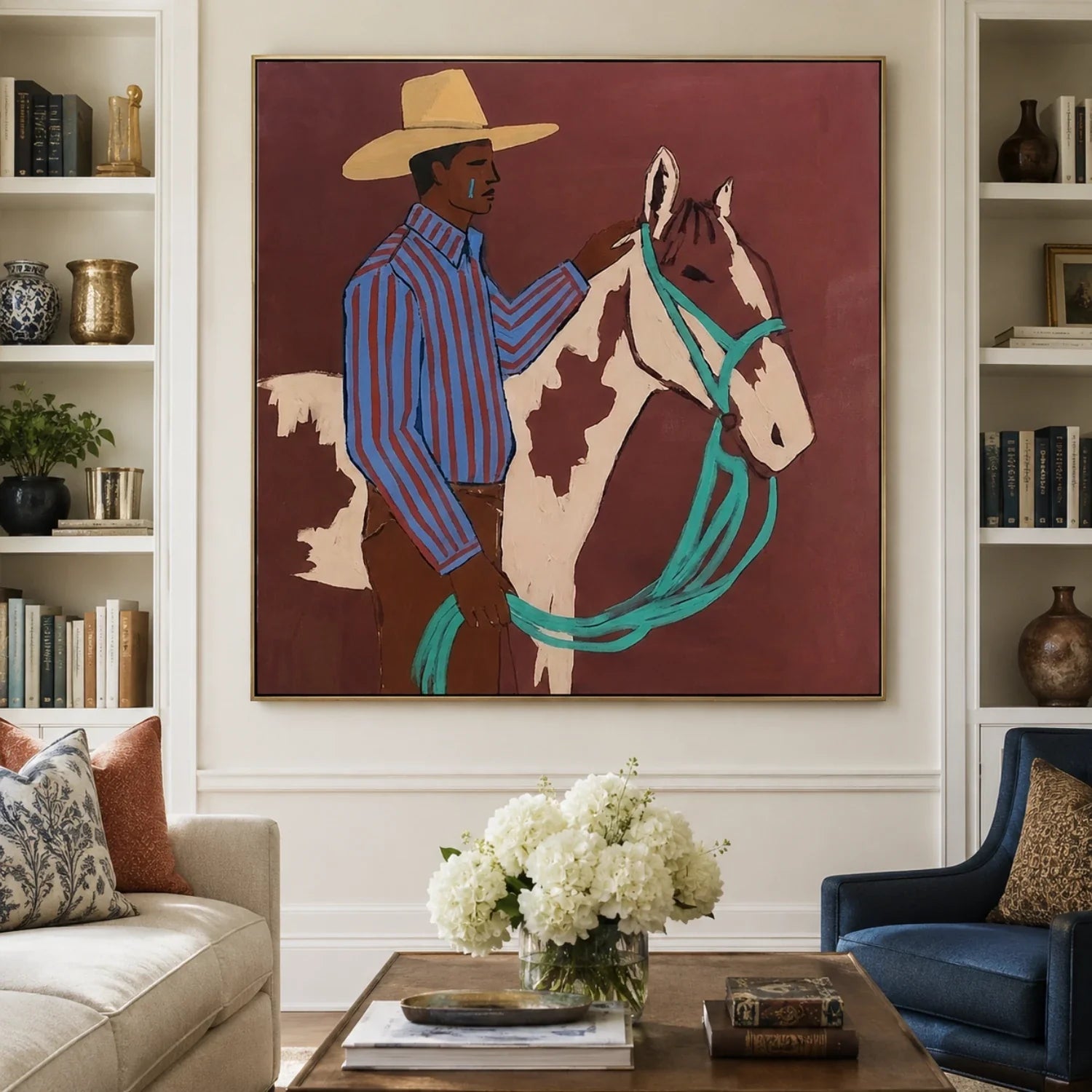 Vintage Americana Art | Horse & Herder Western Horse Canvas Wall Art