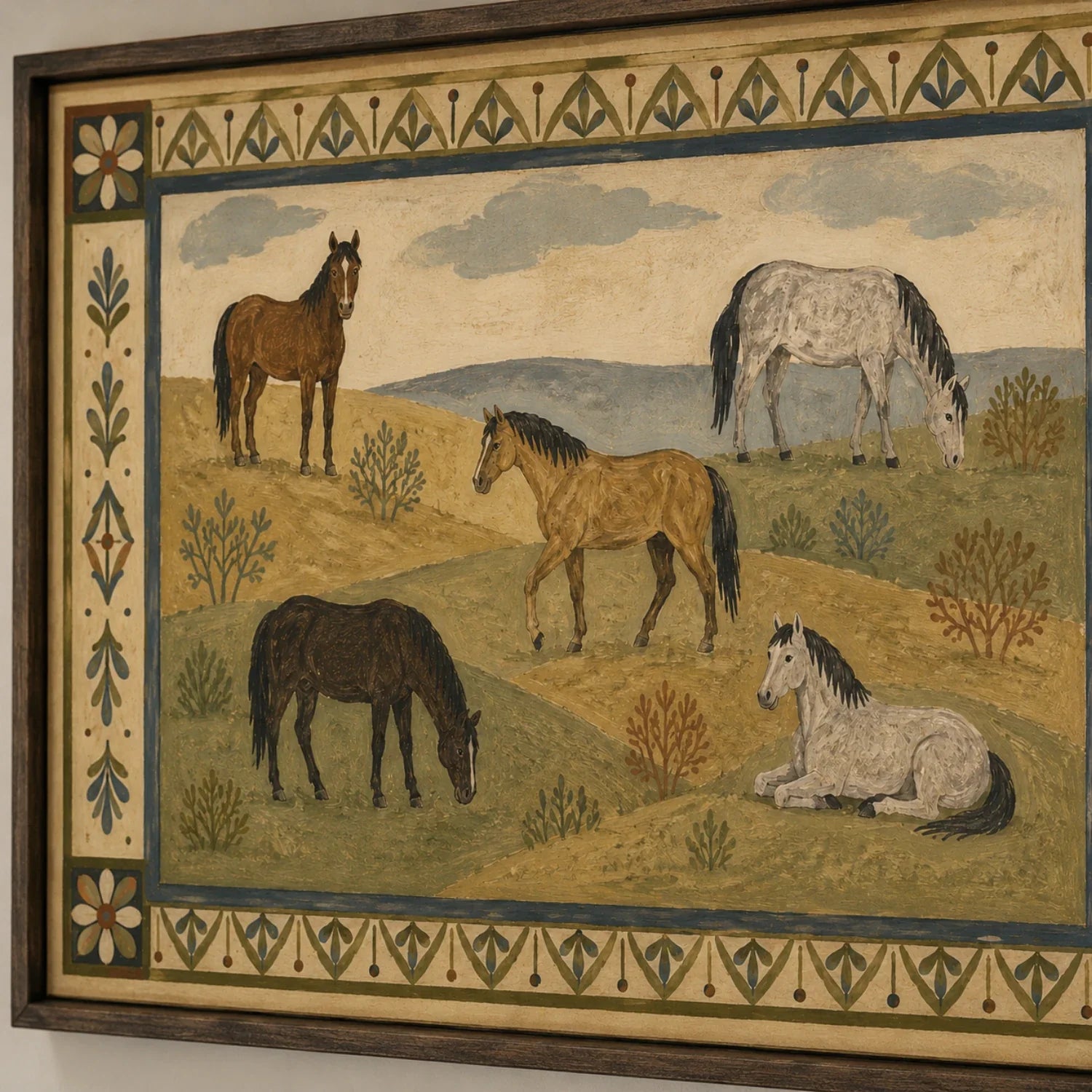 Vintage Americana Art | Hilltop Horses Western Horse Canvas Wall Art