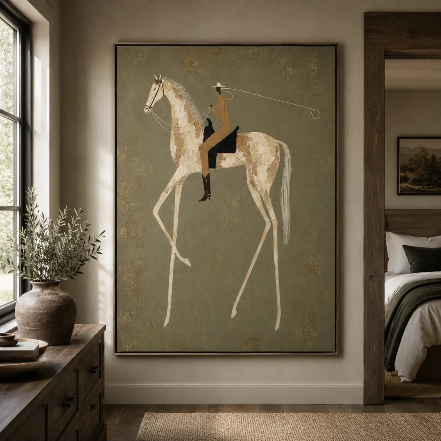 Vintage Americana Art | Pale Gallop Rustic Living Room Wall Art