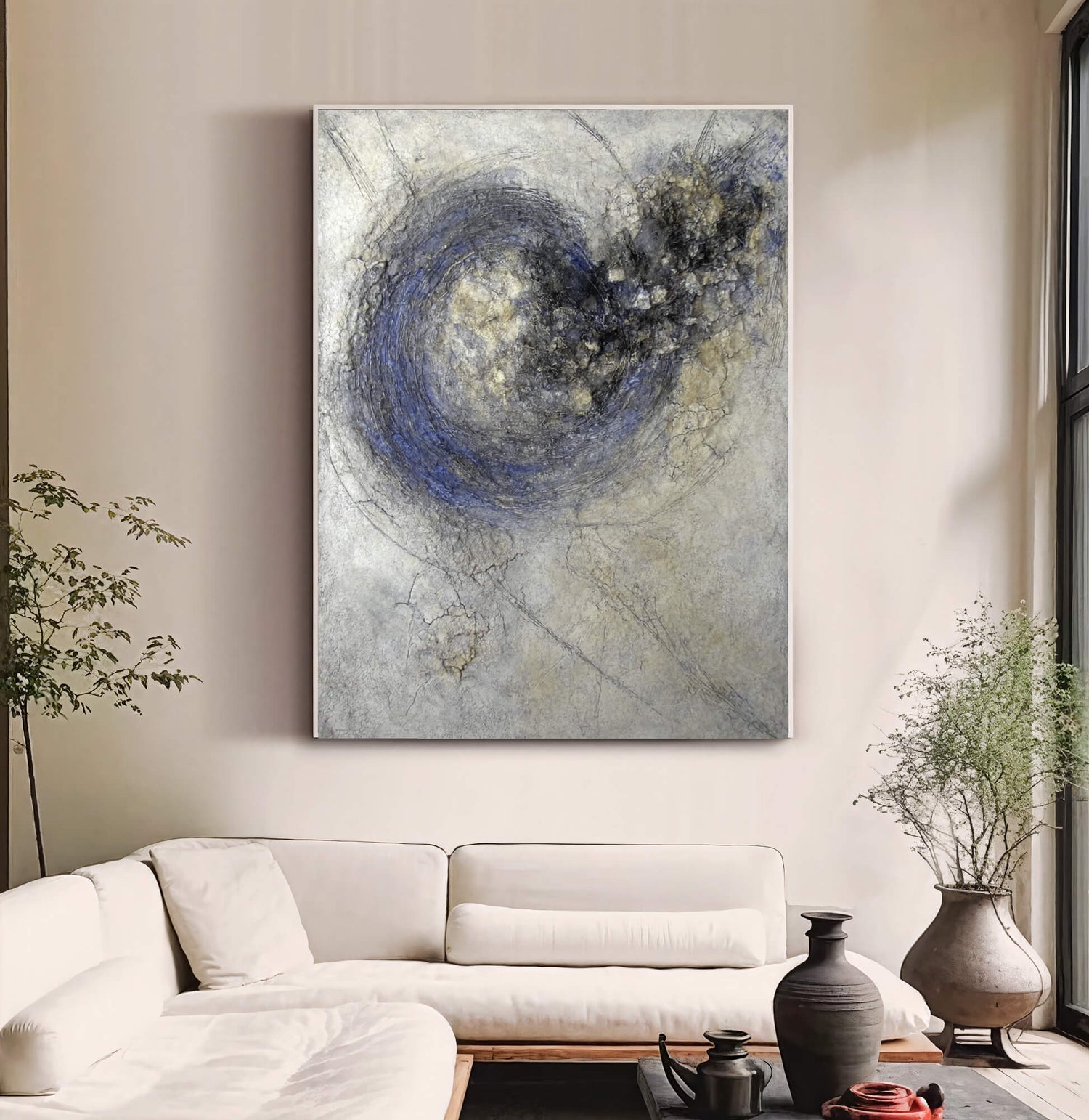 3D-Textured Art | Swirling Blue Core Textured Canvas Wall Art