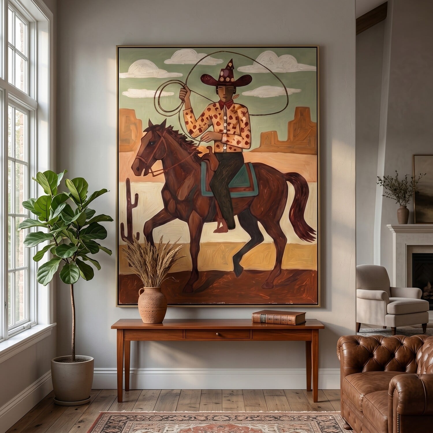 Vintage Americana Art | Canyon Lasso Western Canvas Wall Decor