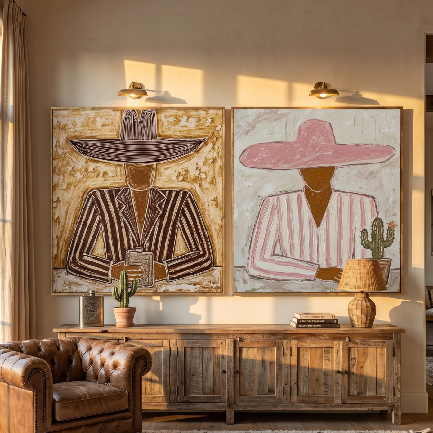 Vintage Americana Art | Desert Blush Duo Western Canvas Wall Decor