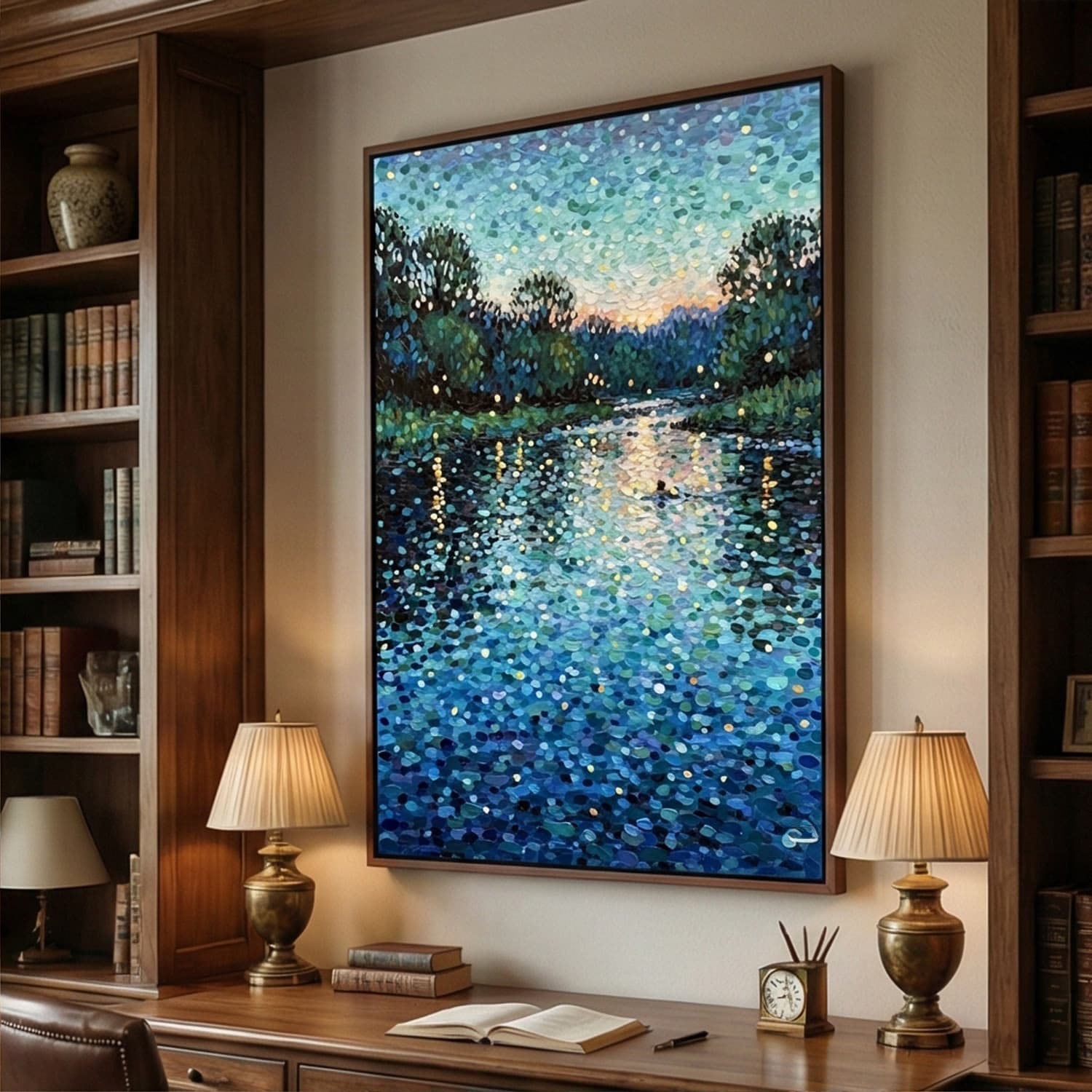 Impressionist Art | Sunlit Pointillist Cove Soft Landscape Canvas Wall Art