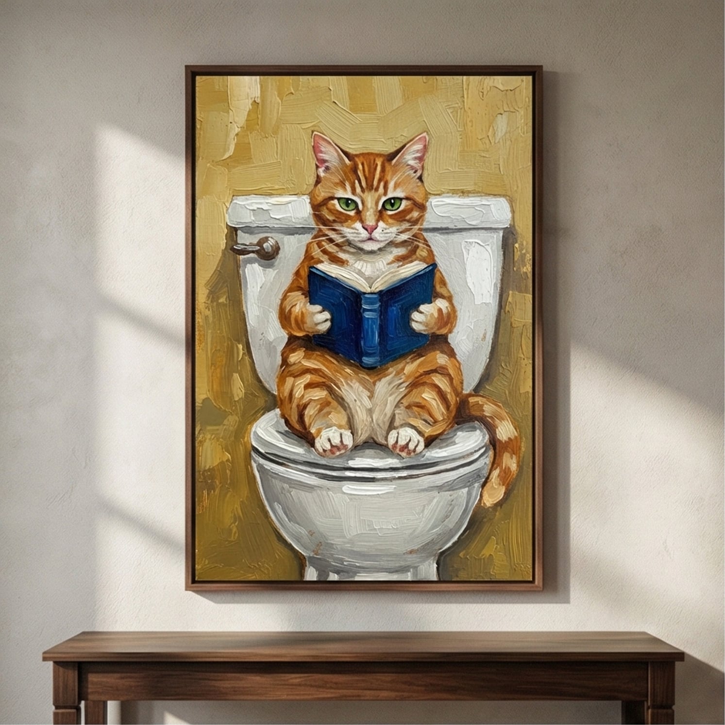 Surreal Art | Reading Cat Whimsical Surreal Wall Art