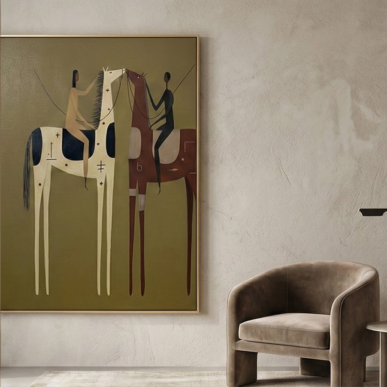 Vintage Americana Art | Patterned Horse Duo Western Horse Canvas Wall Art