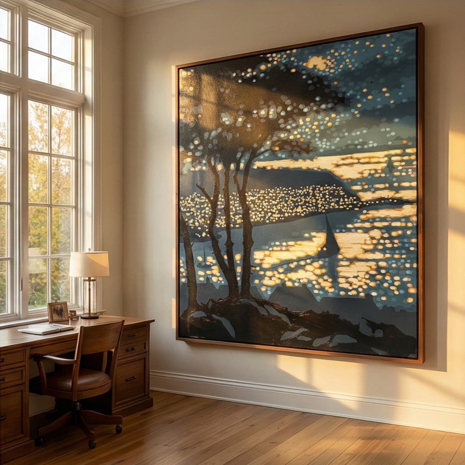 Impressionist Art | Nocturnal Harbor Glow Soft Landscape Canvas Wall Art