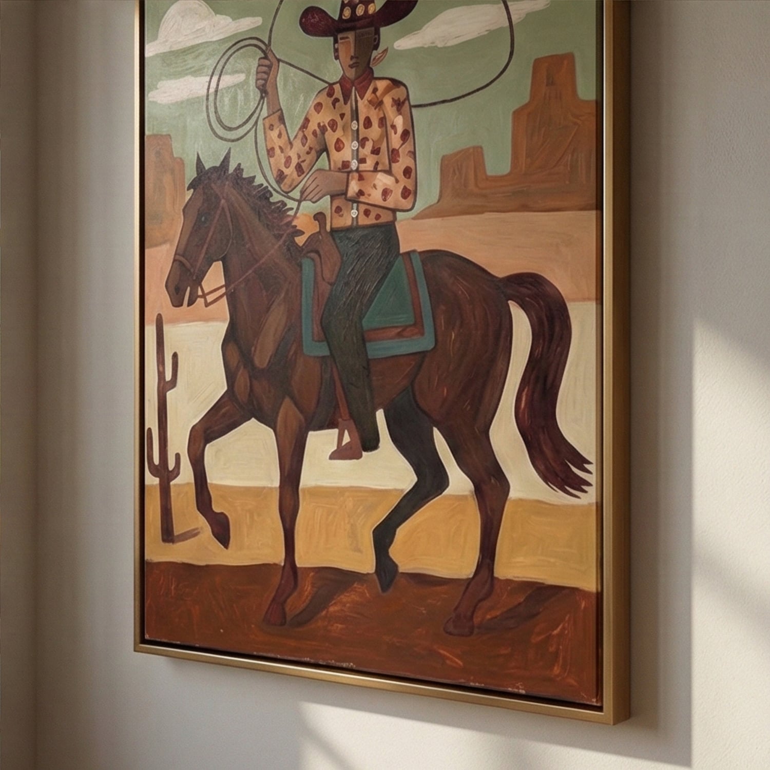 Vintage Americana Art | Canyon Lasso Western Canvas Wall Decor