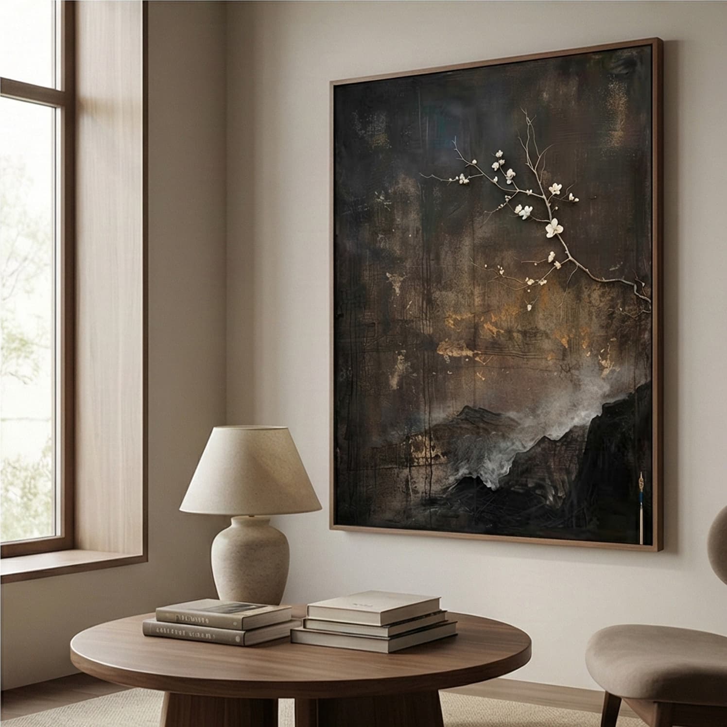 Wabi-Sabi Art | Silent Blossoms Minimalist Living Room Wall Decor