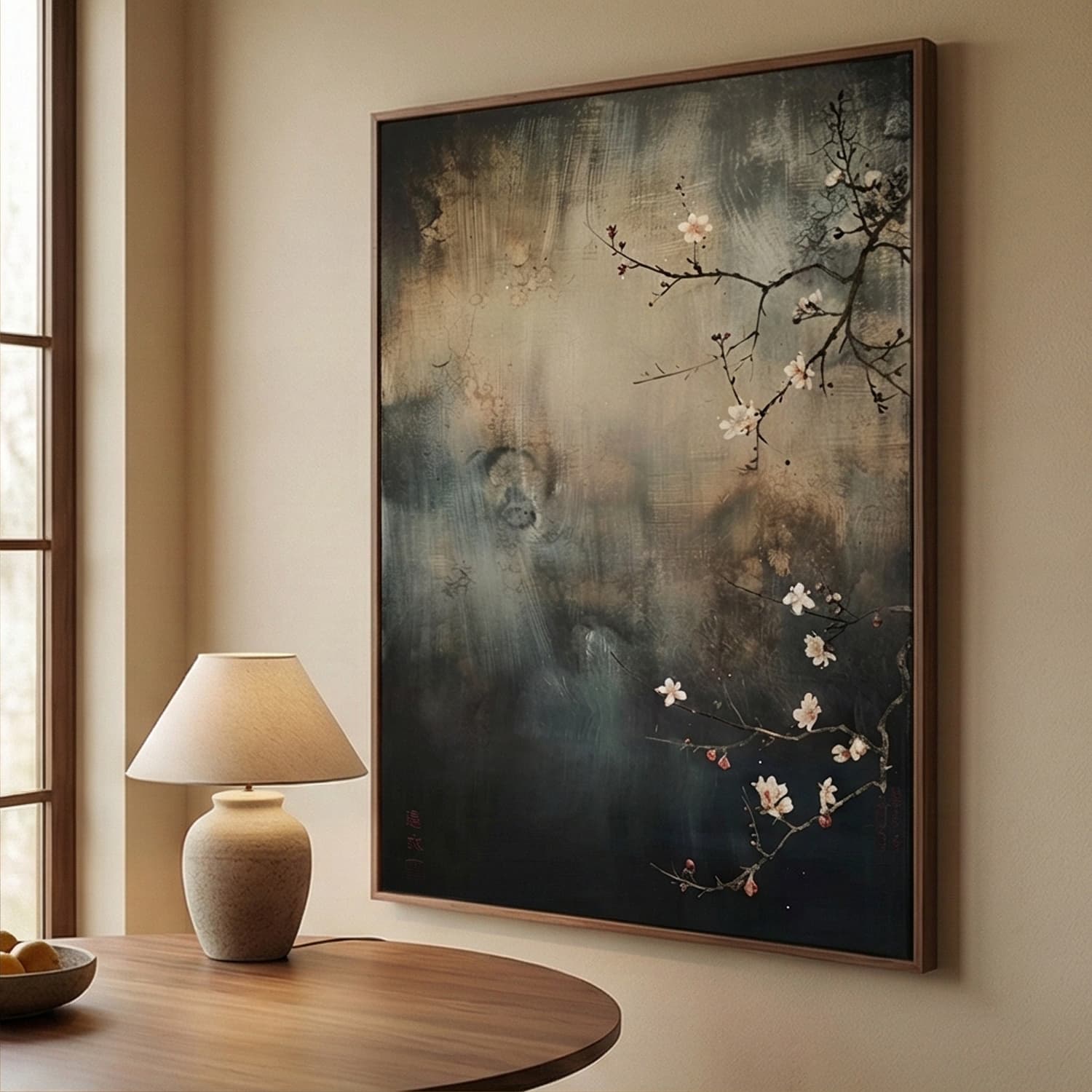Wabi-Sabi Art | Winter Plum Blossom Neutral Textured Wall Art