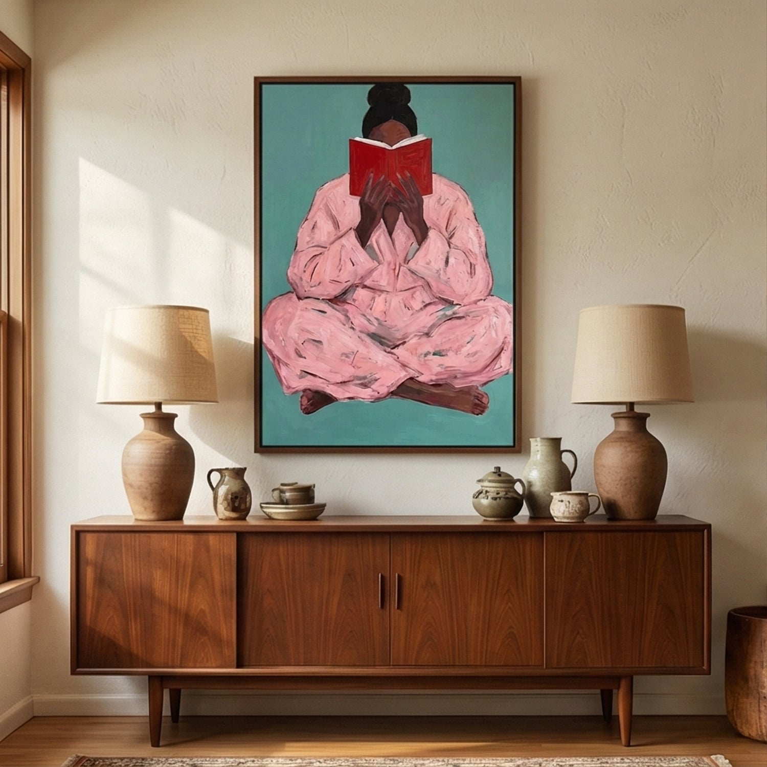 Surreal Art | Cozy-Reading in Pink Conversation Piece Wall Art